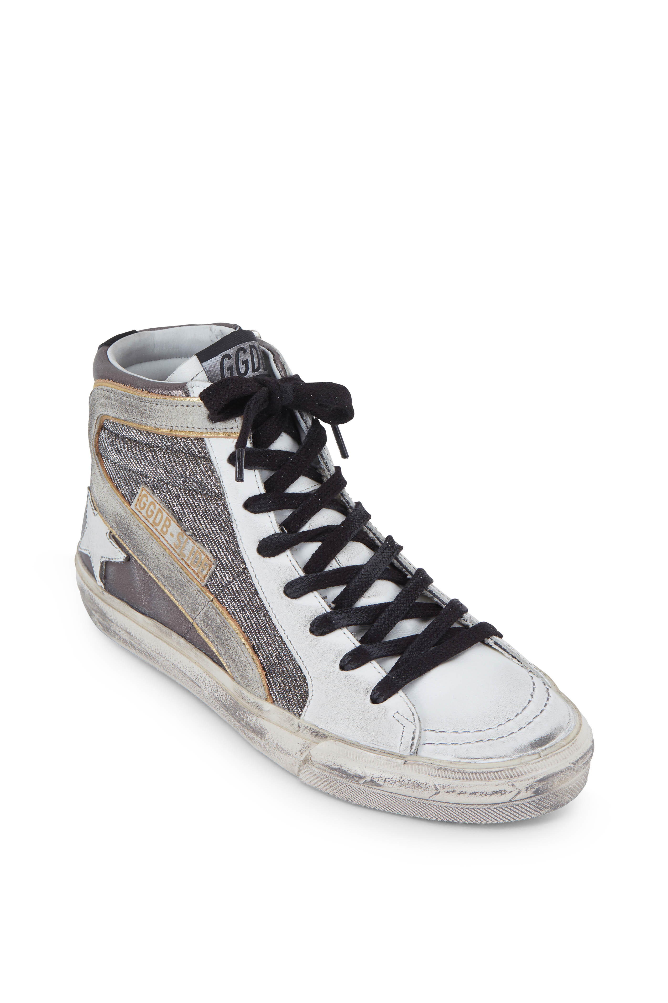 Slide Gunmetal Shimmer High Top Sneaker 