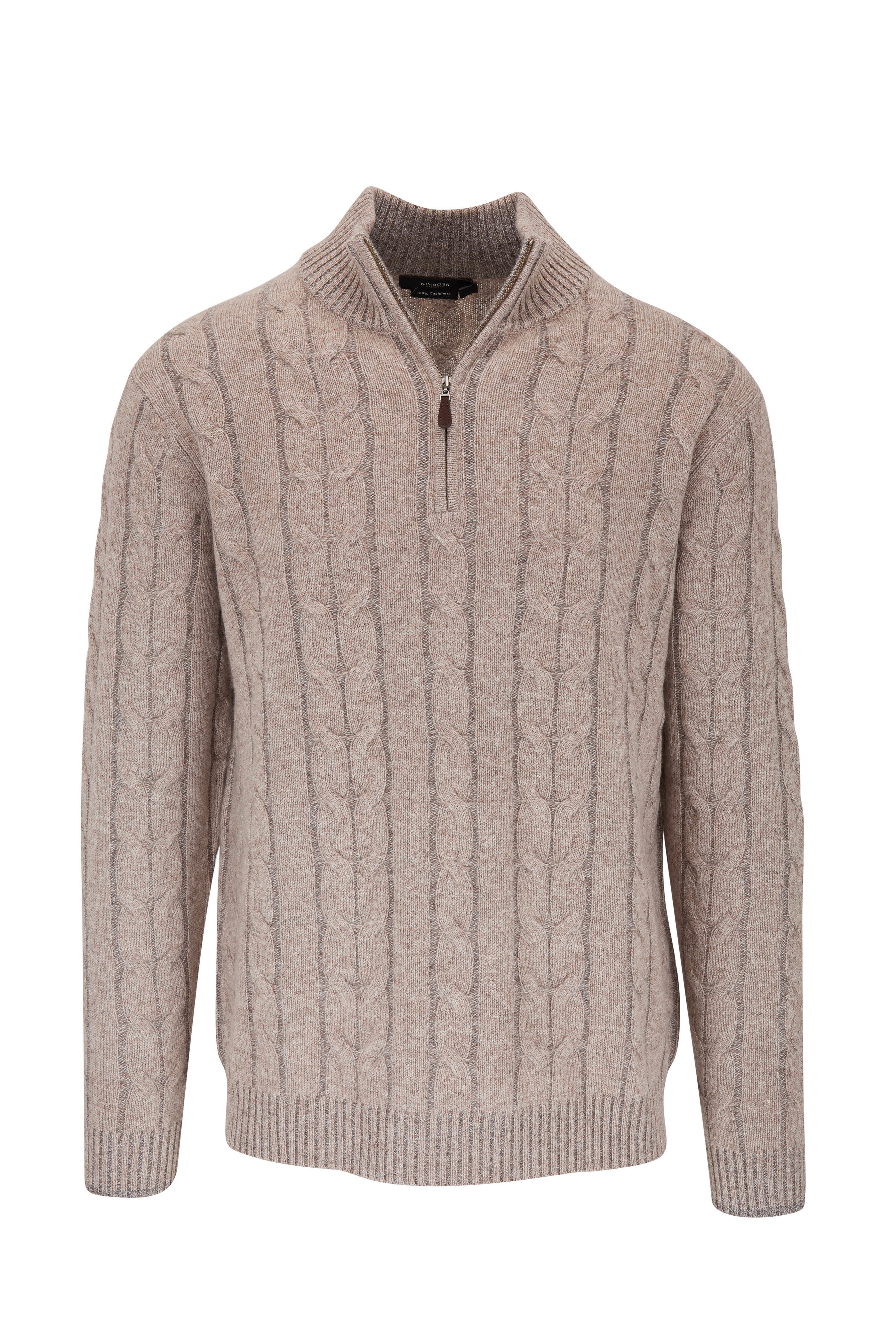 cable knit quarter zip sweater