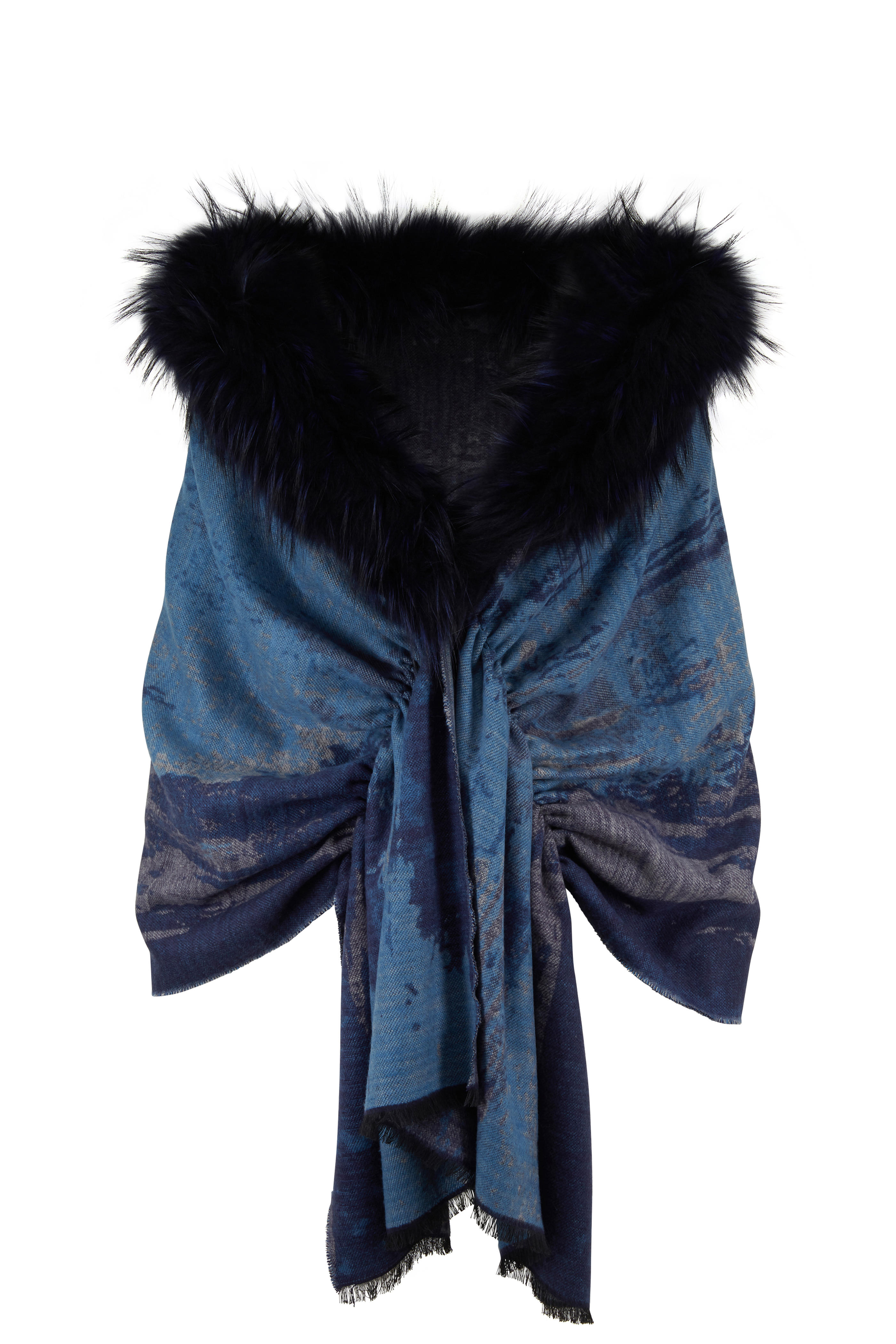 navy blue fur wrap