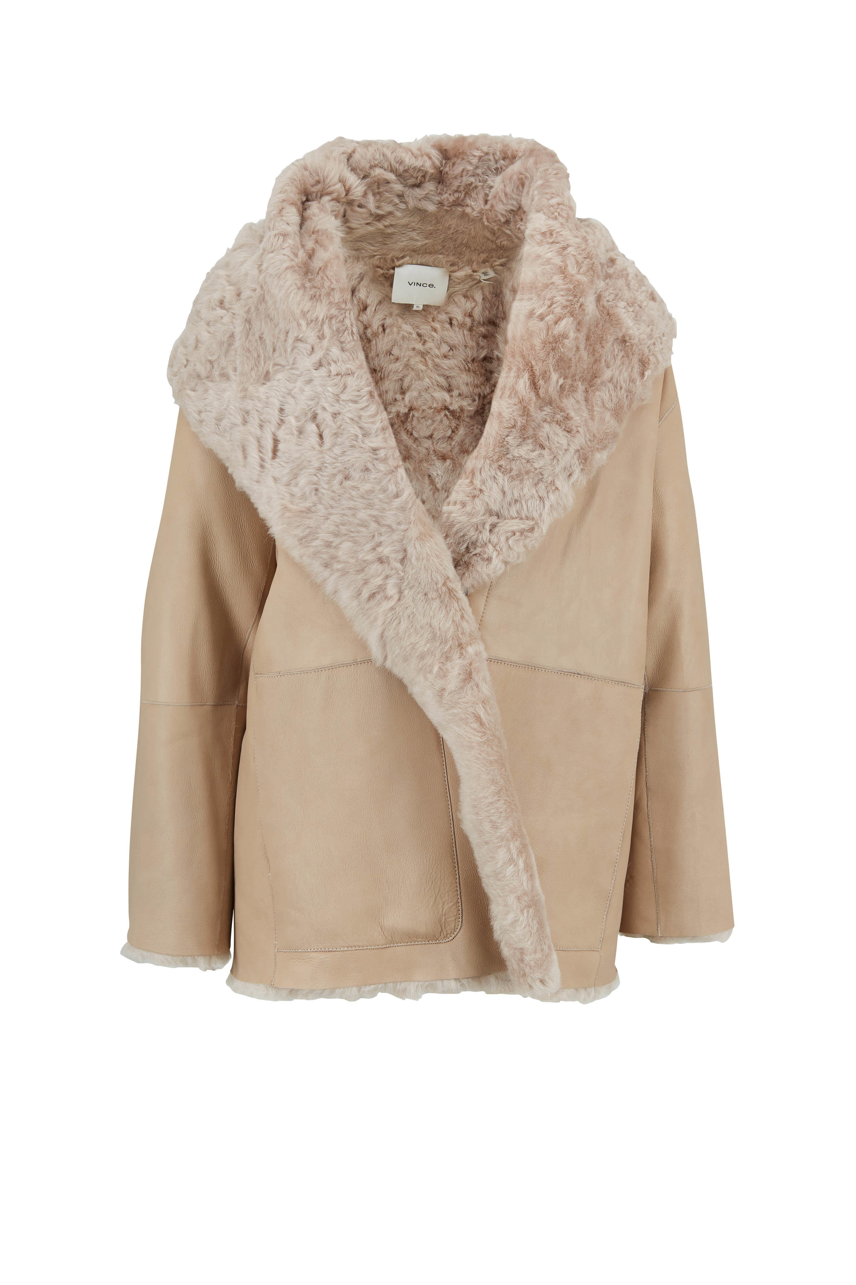 vince reversible shearling cardi coat