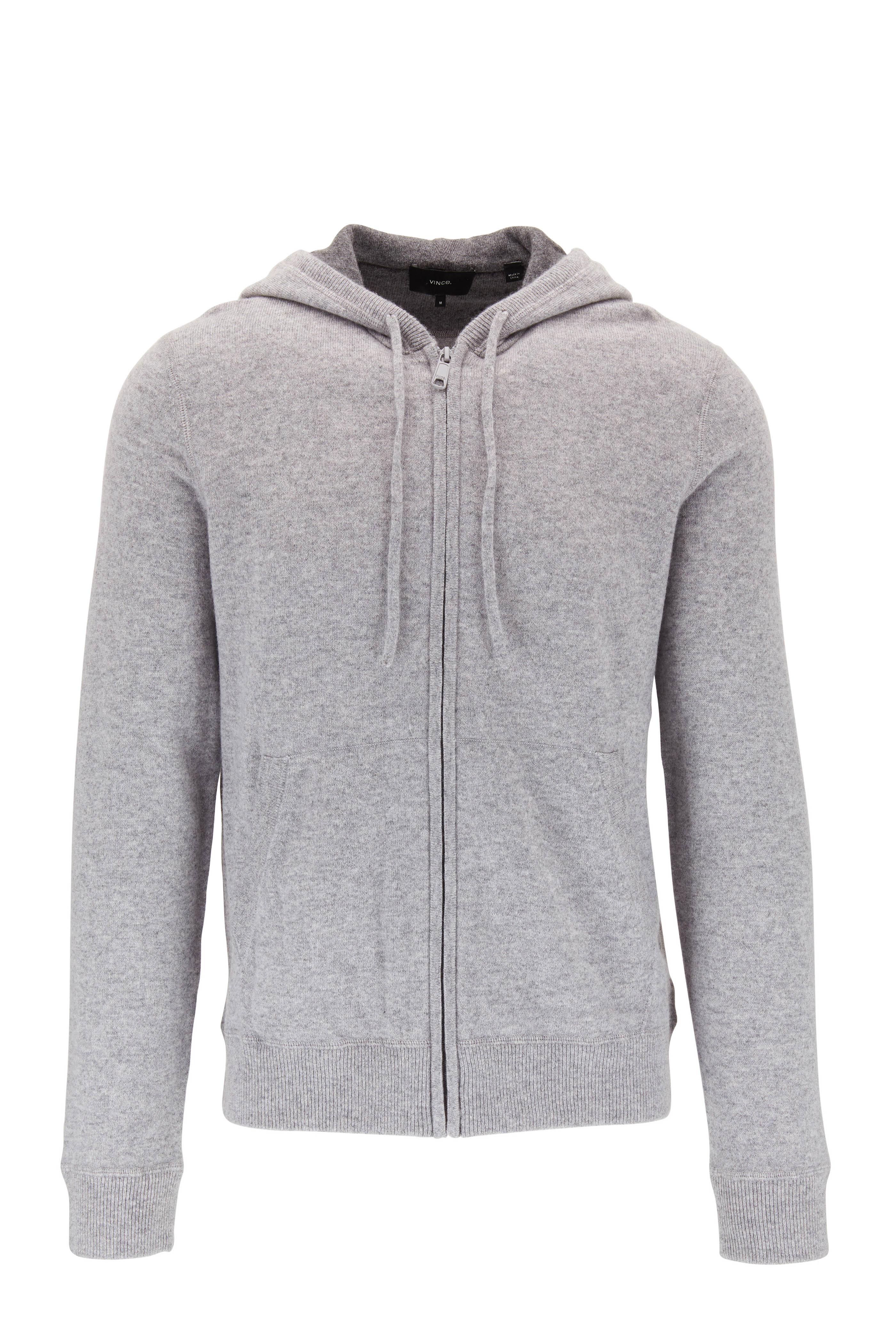 zip front cashmere hoodie