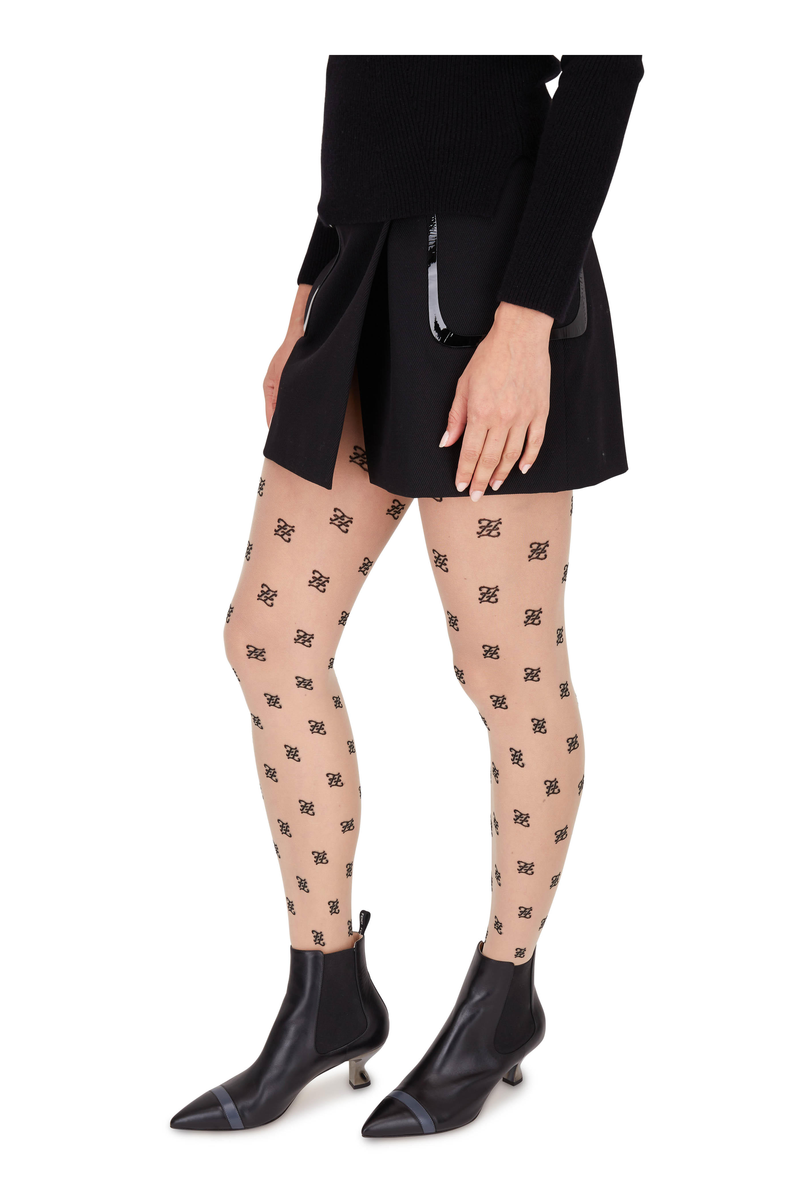 fendi logo embroidered tights