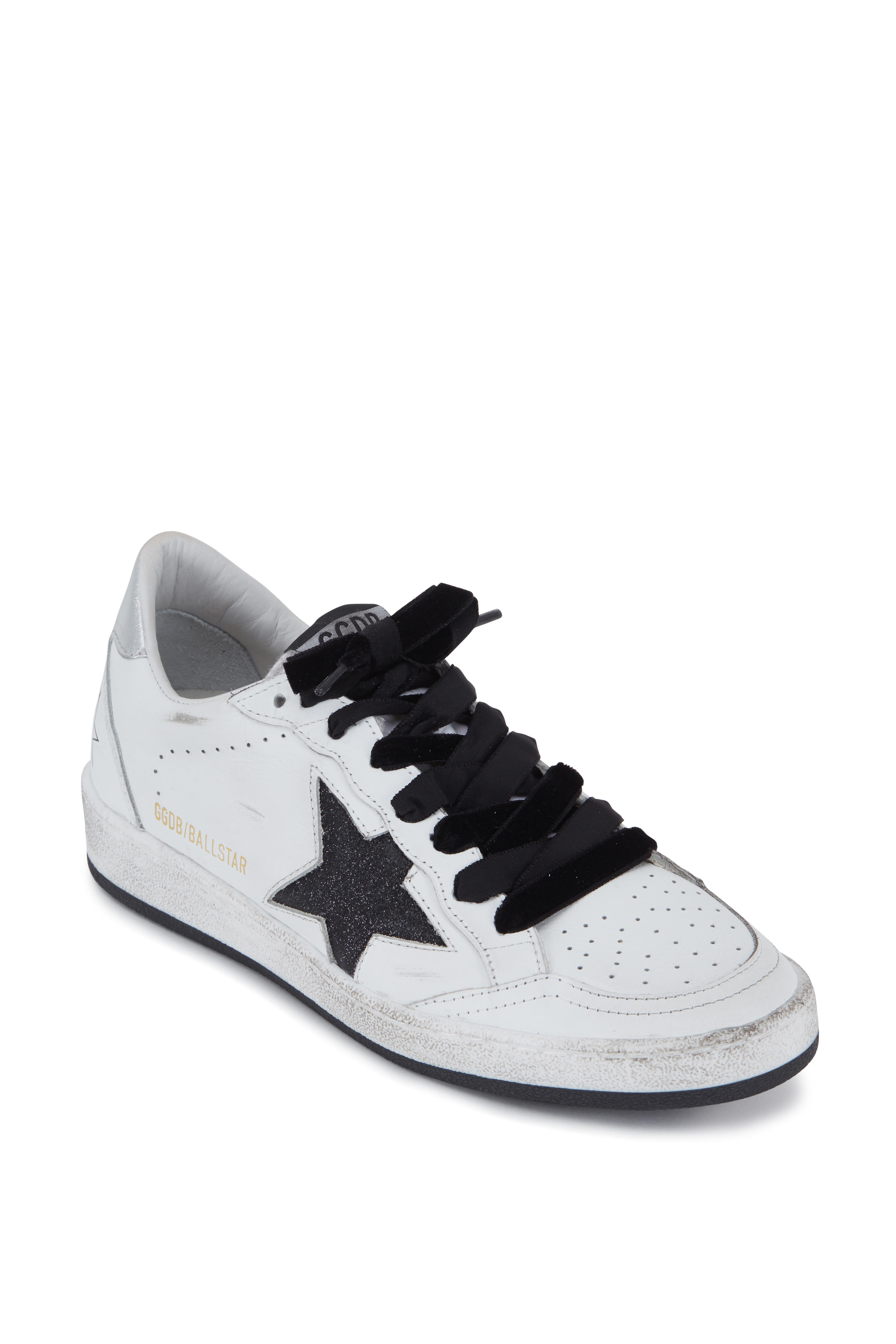 white and black golden goose sneakers