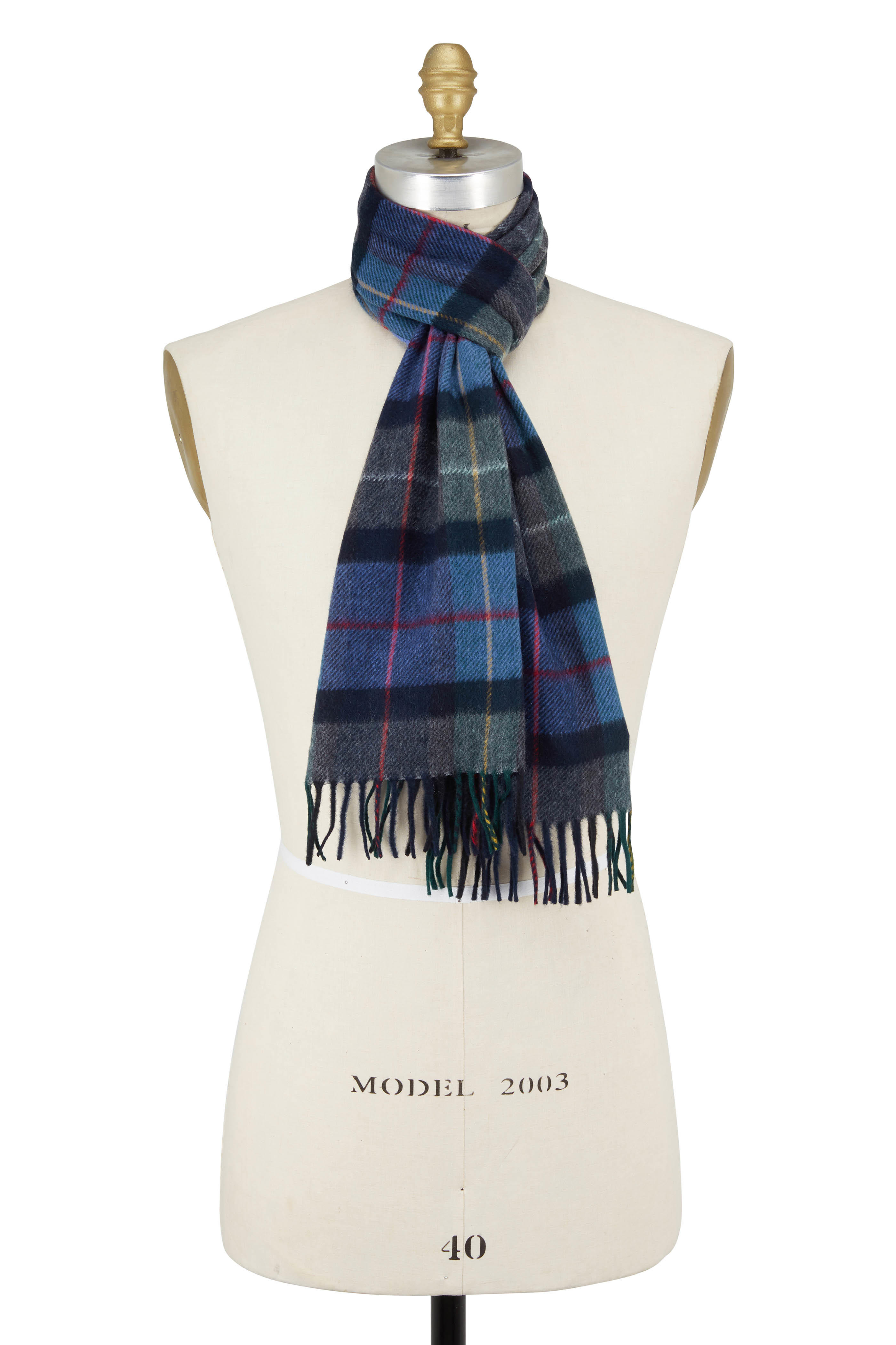 green plaid cashmere scarf