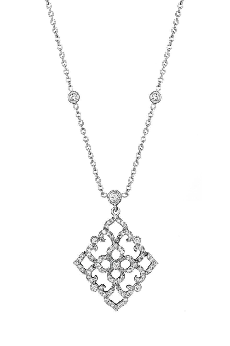 Medium White Gold Lace Pendant