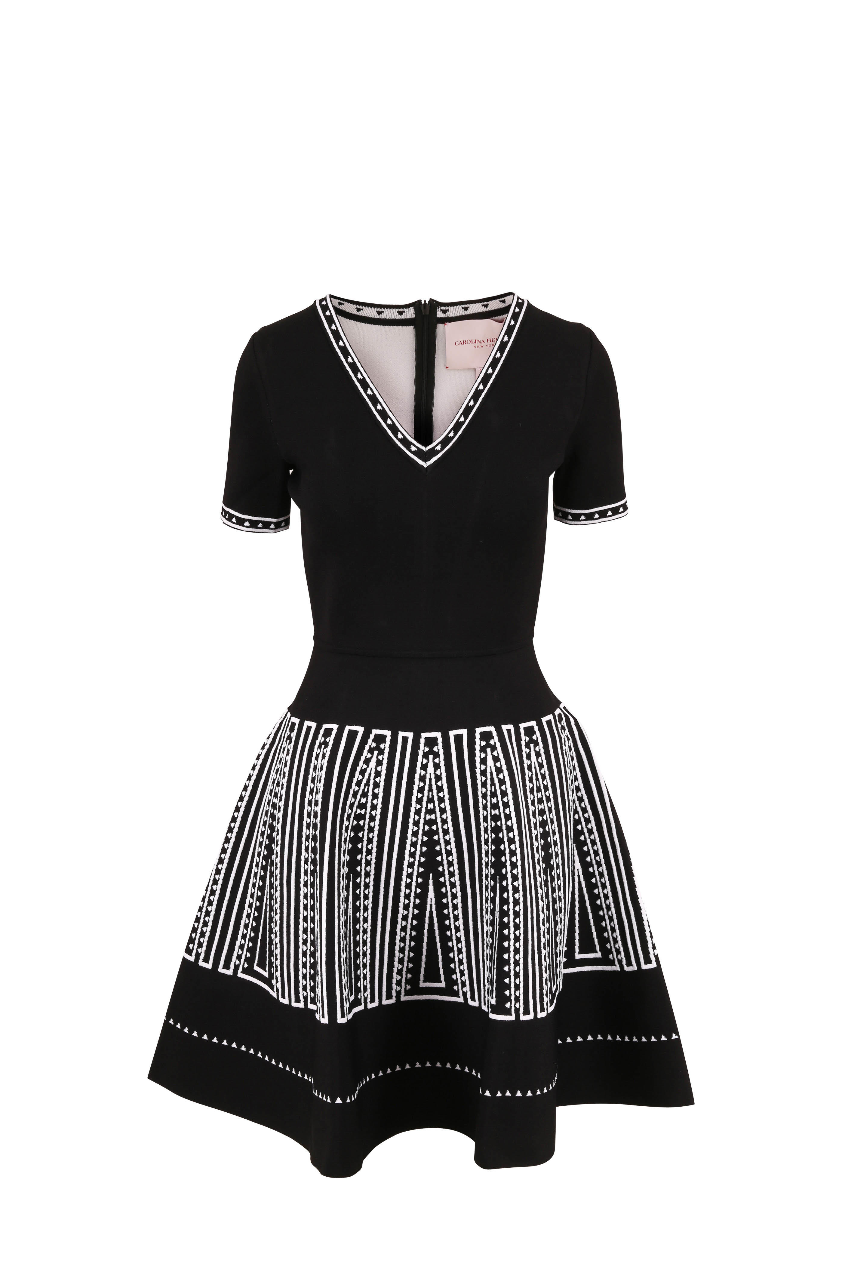black short sleeve fit and flare dress
