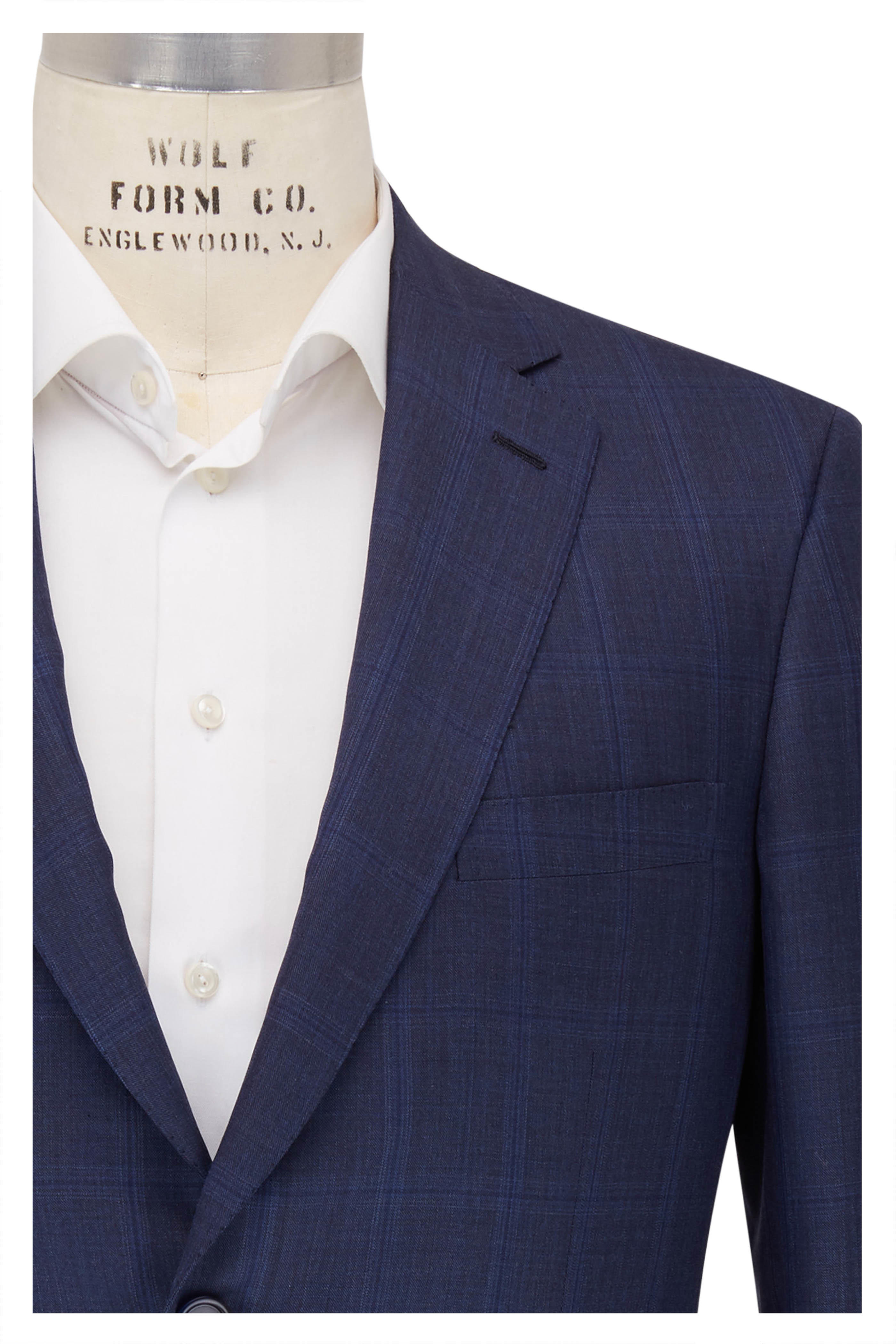 Brioni Slate Blue Windowpane Wool Blend Suit Mitchell Stores