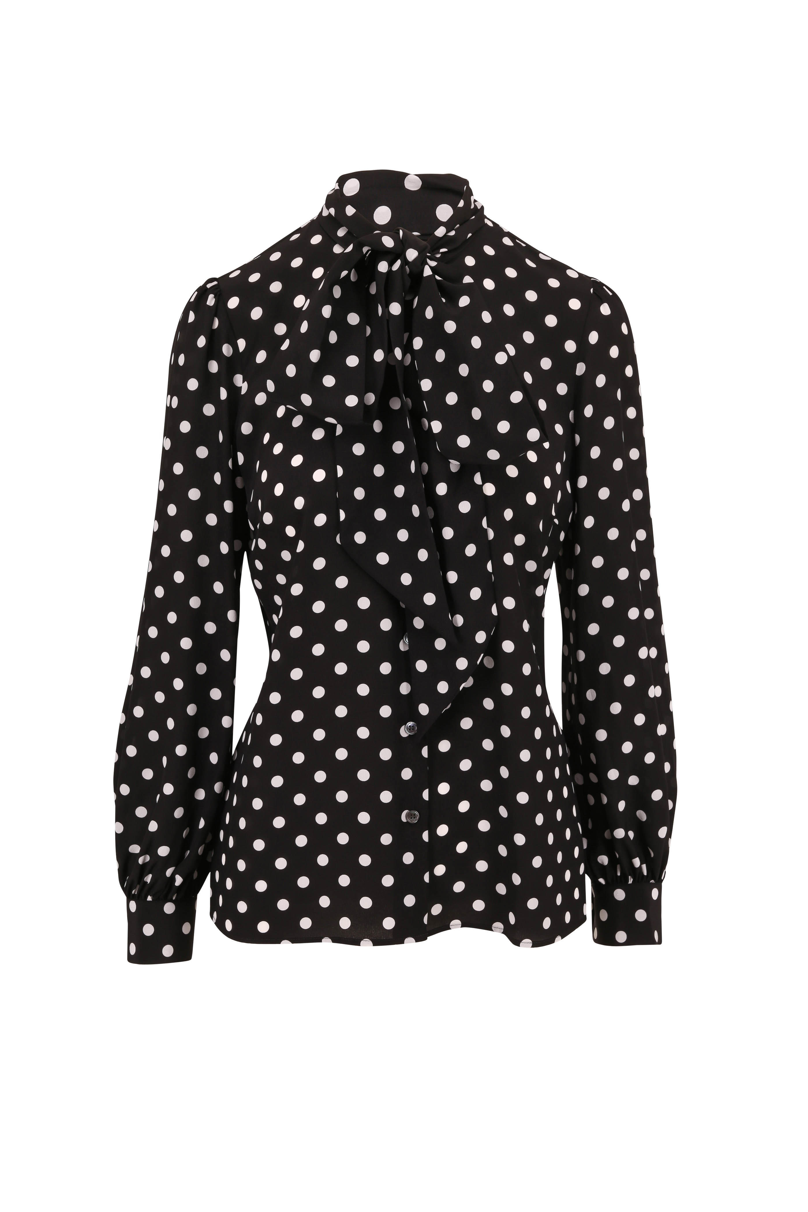 polka dot tie blouse