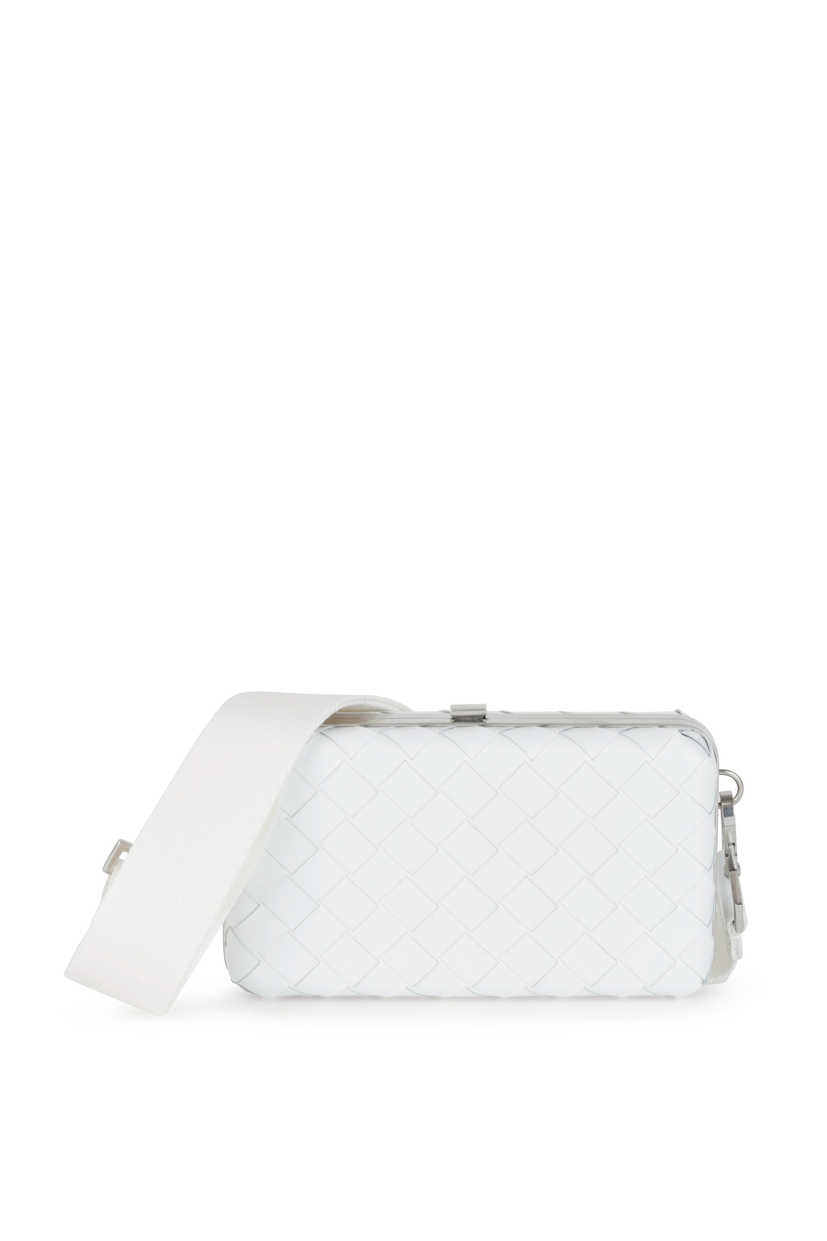 white woven purse