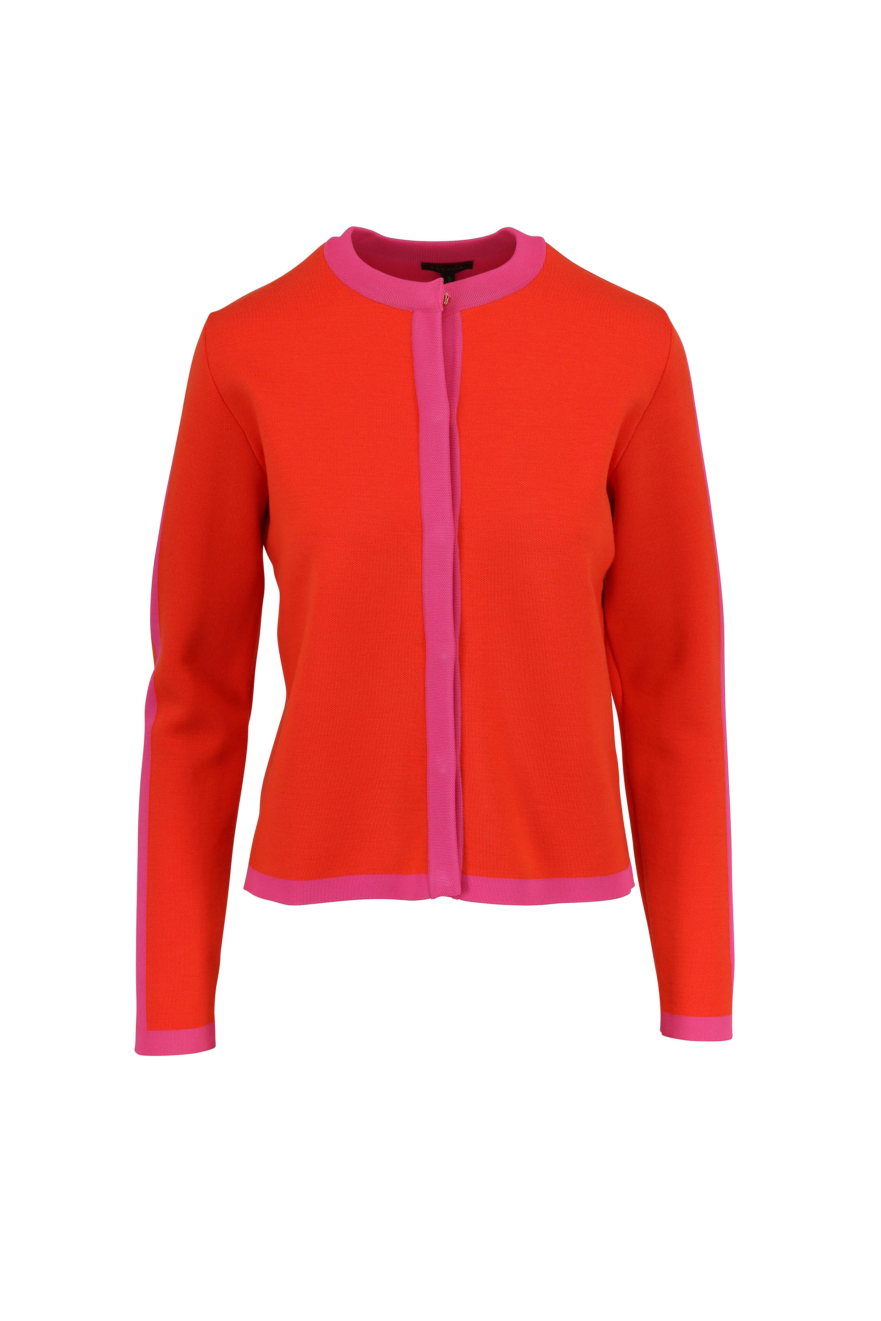 orange and pink cardigan