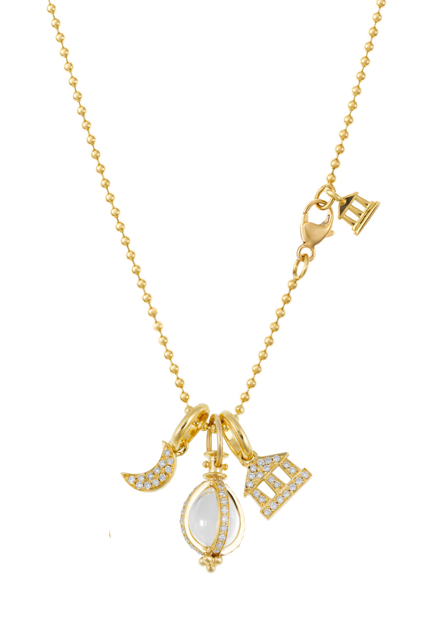 Amor Charm Set: Diamond Luna, Temple & Crystal Egg Necklace