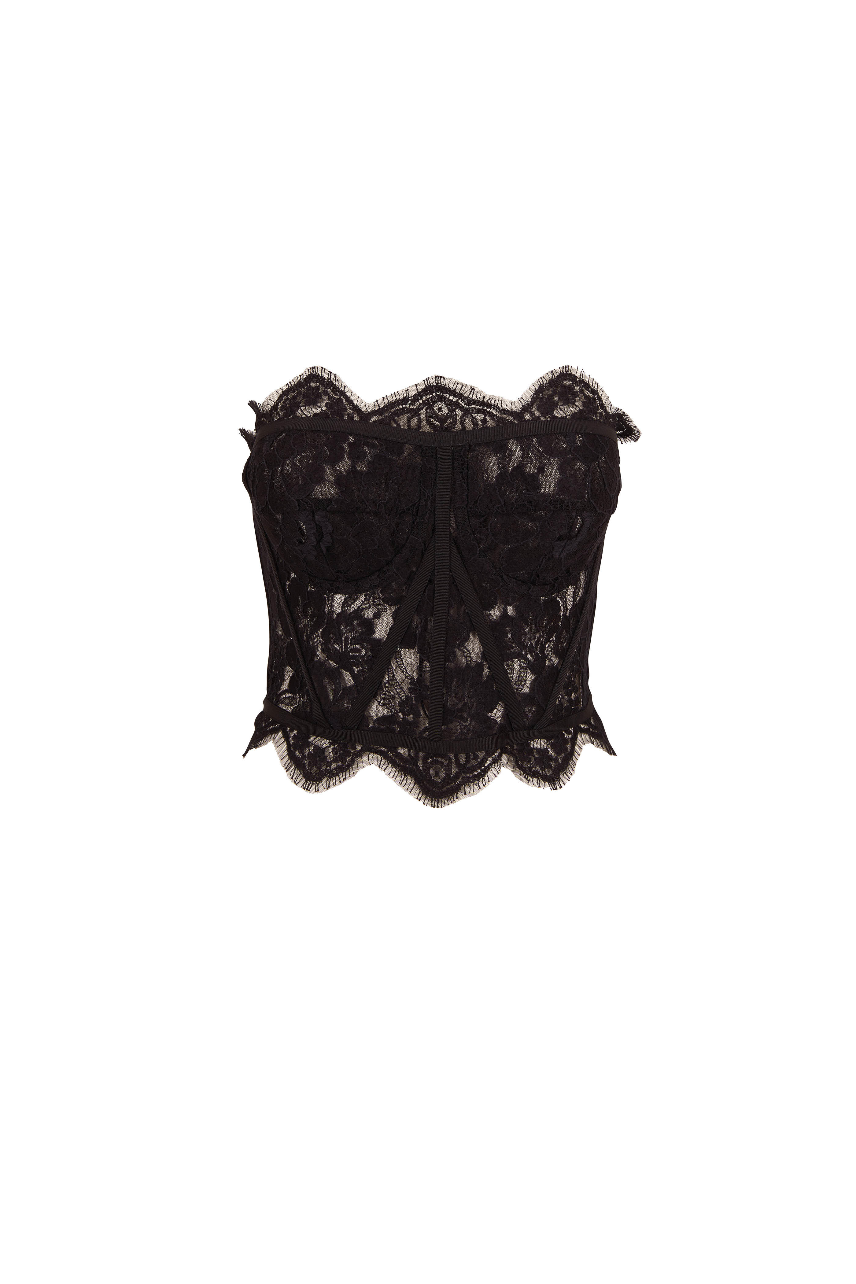 black lace strapless bustier