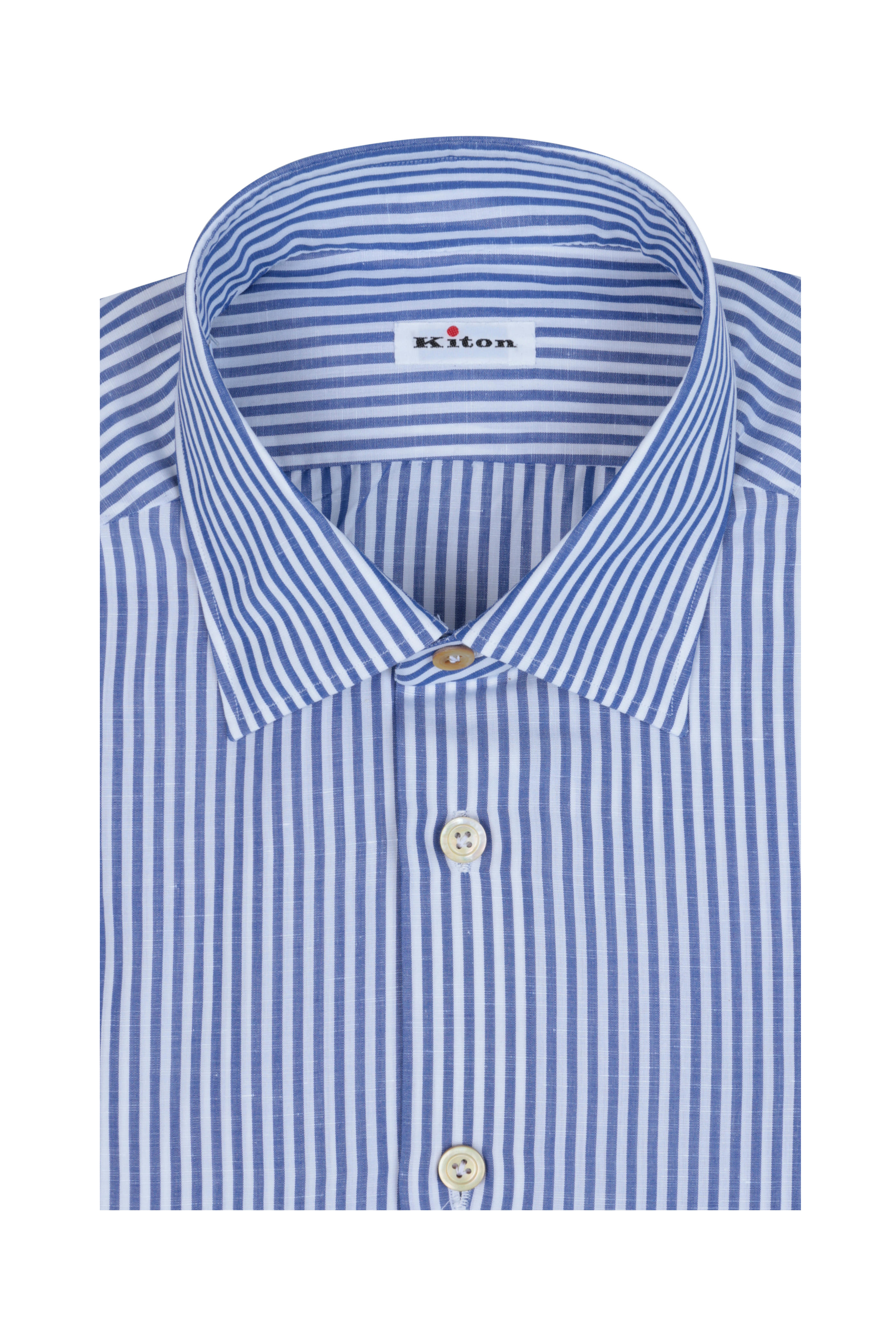 navy striped dress shirt