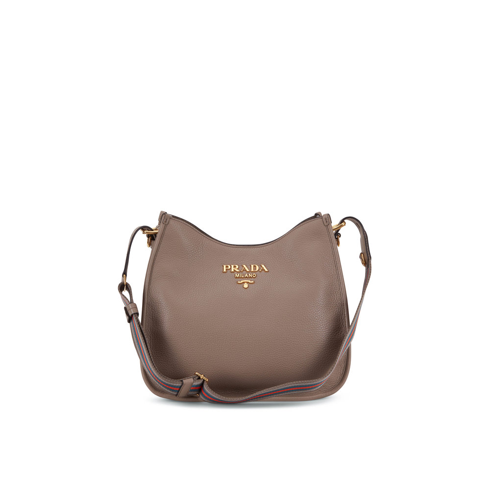 Prada Gray Vitello Guitar Strap Shoulder Bag Mitchell Stores