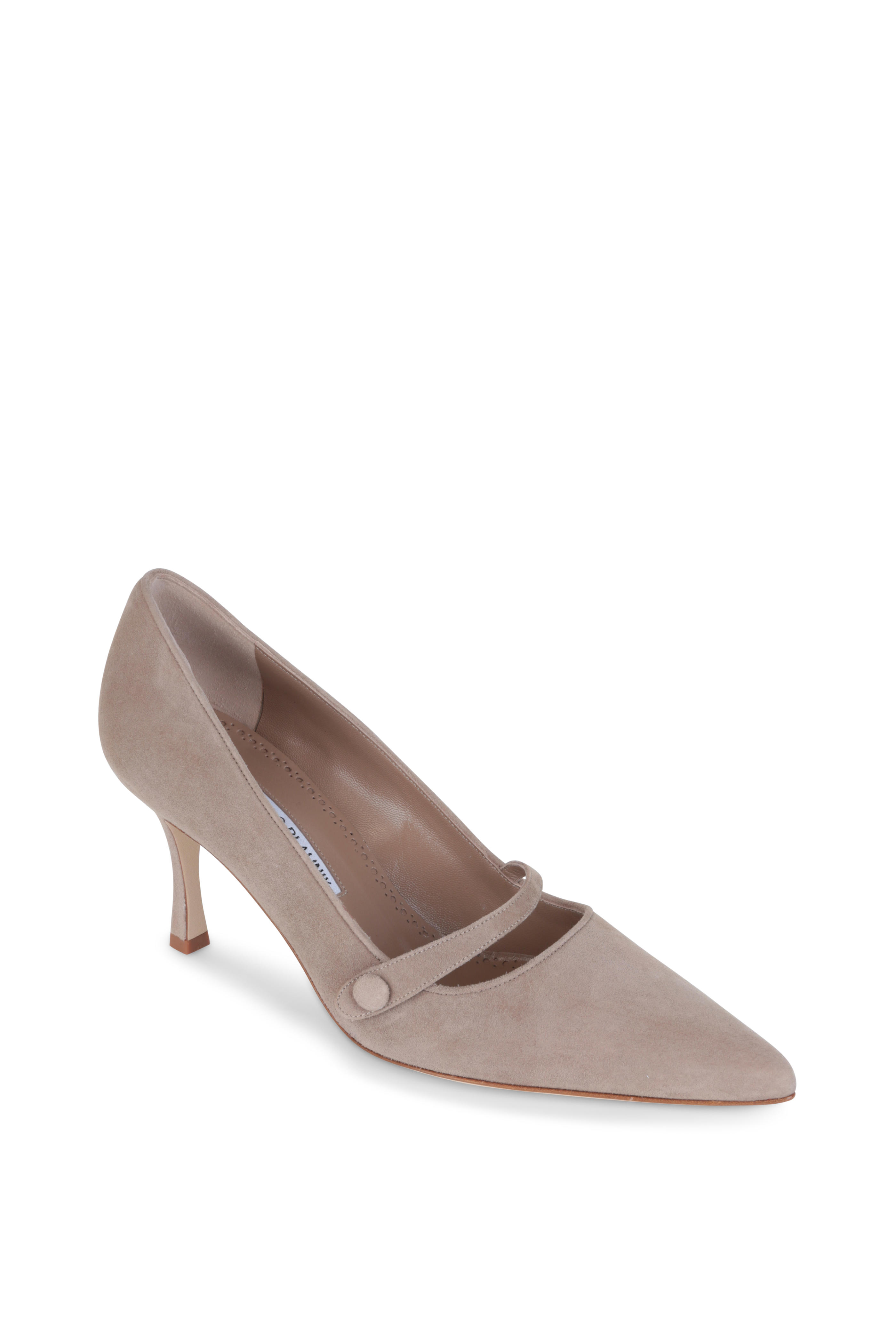taupe leather pumps