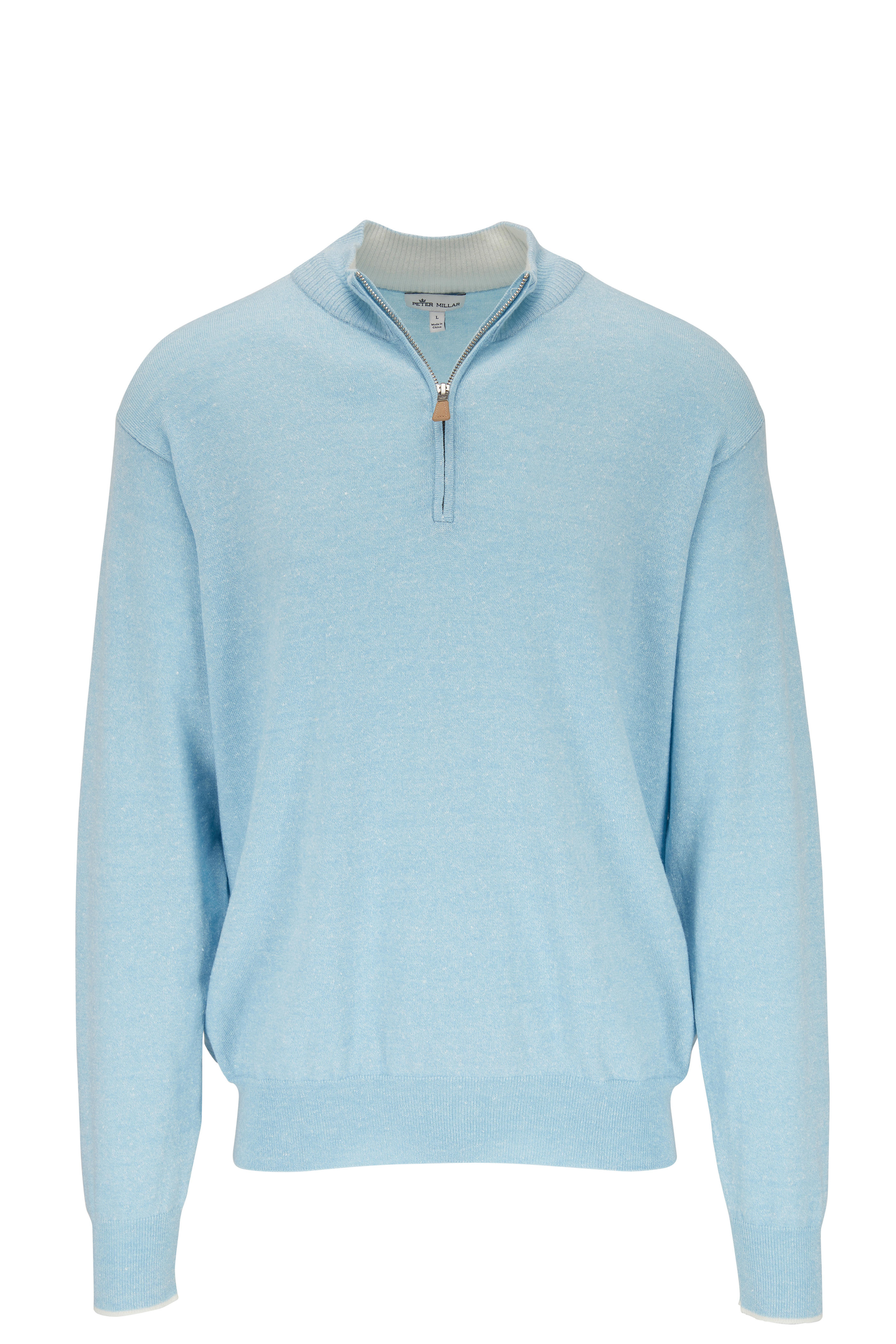 light blue quarter zip sweatshirt