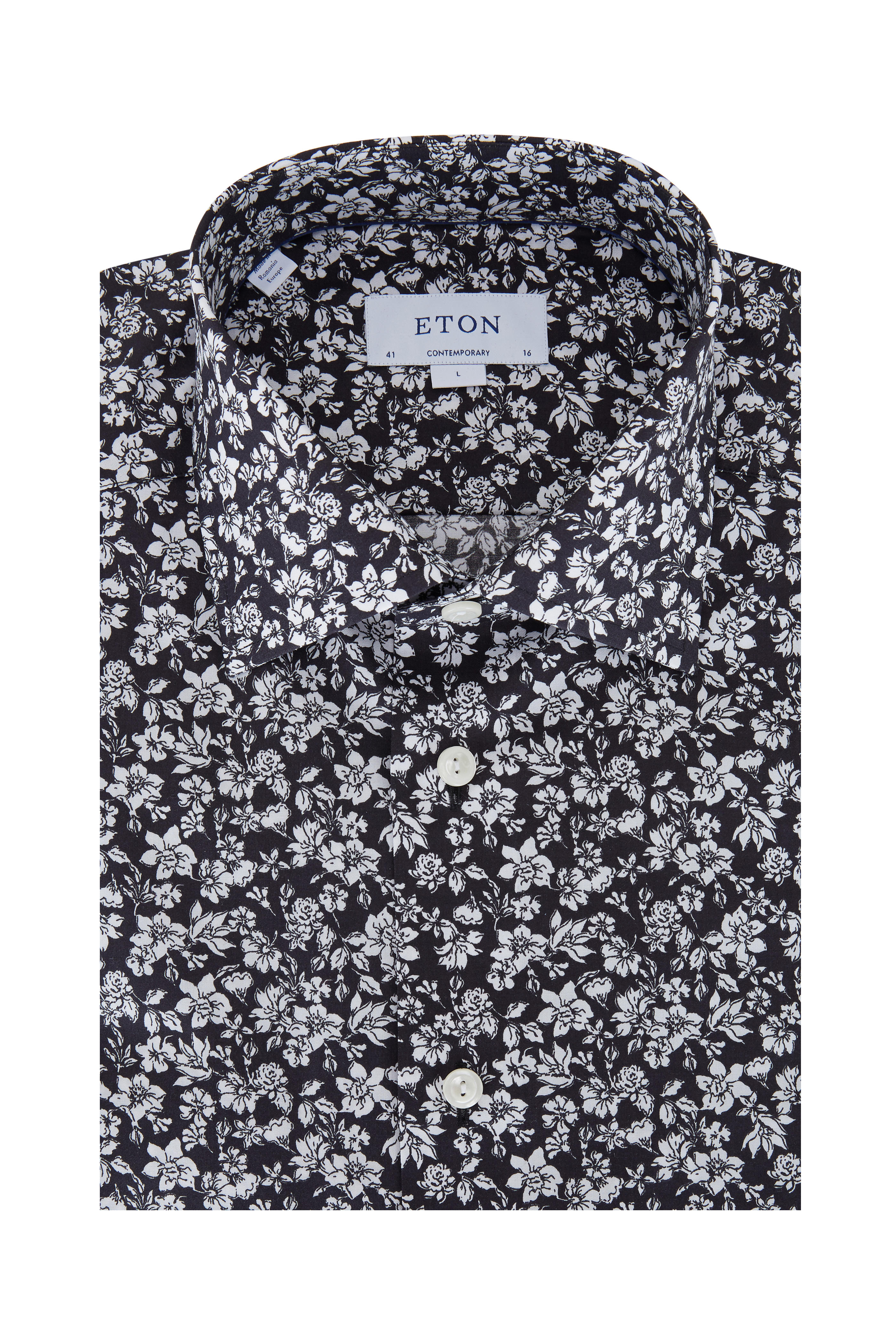 black and white floral dress shirt