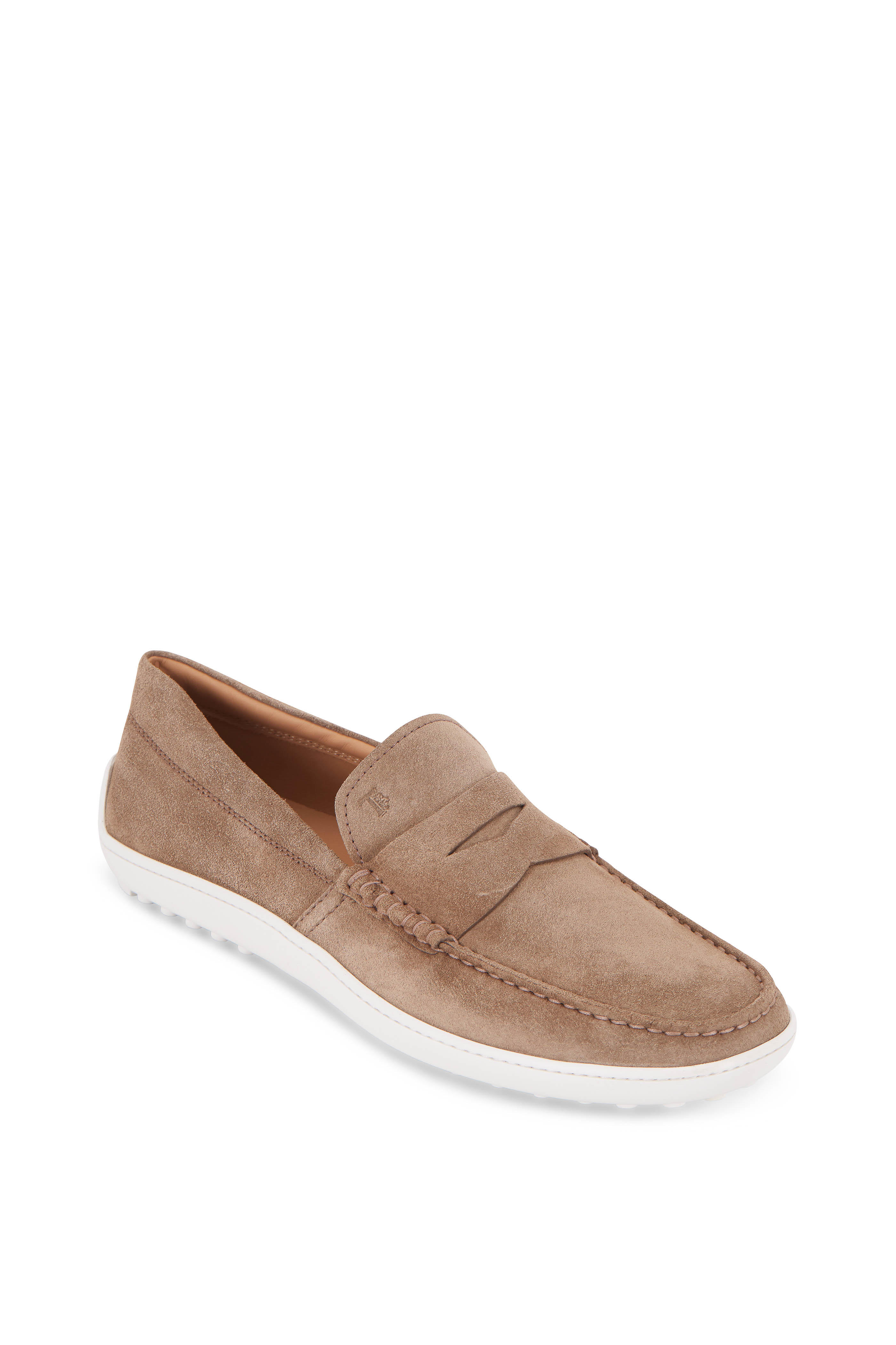 tan suede penny loafers