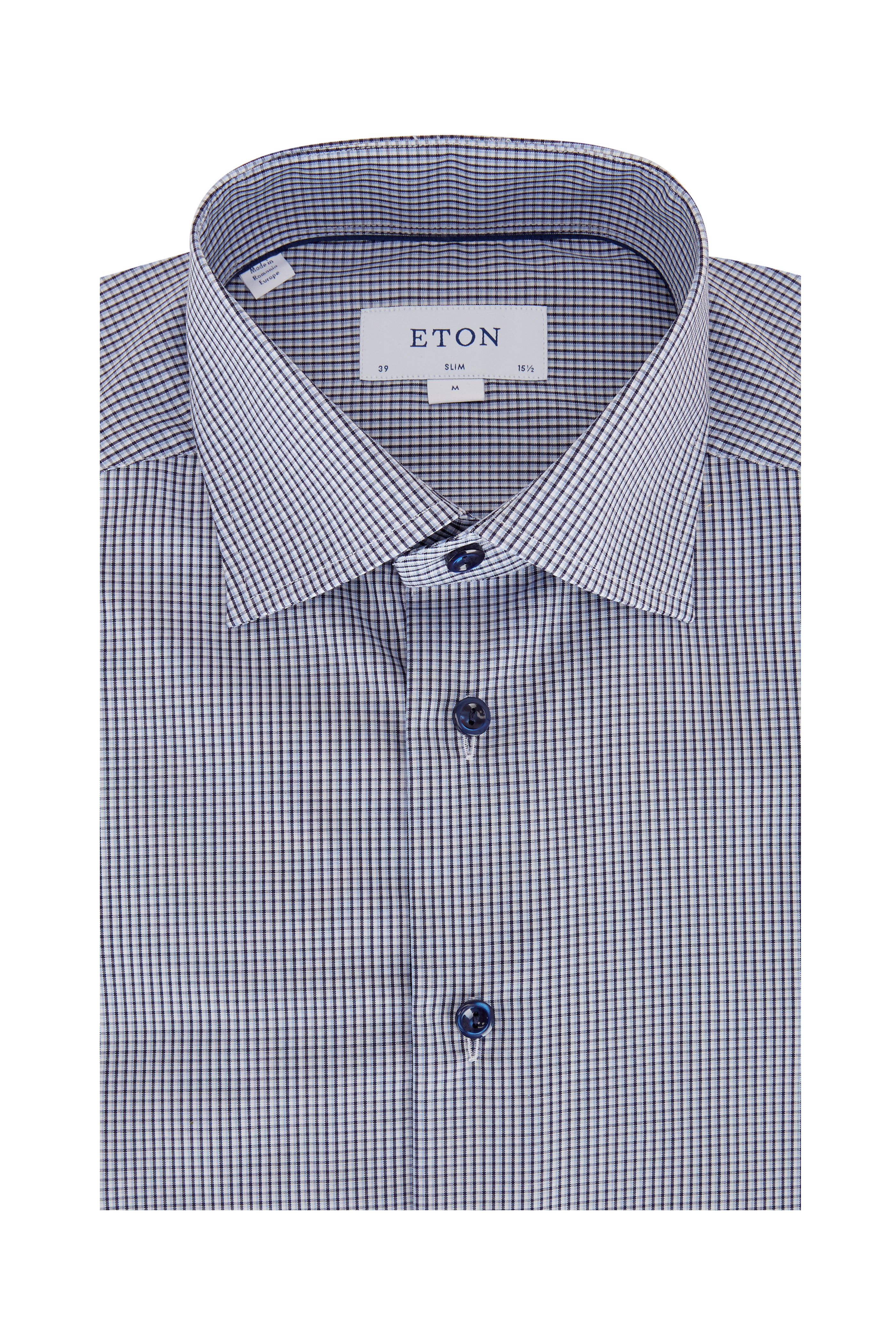 navy blue slim fit dress shirt