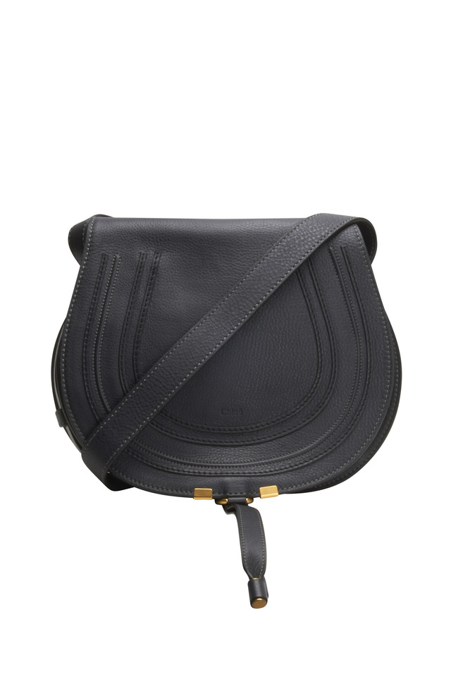 Marcie Black Leather Small Flap Handbag