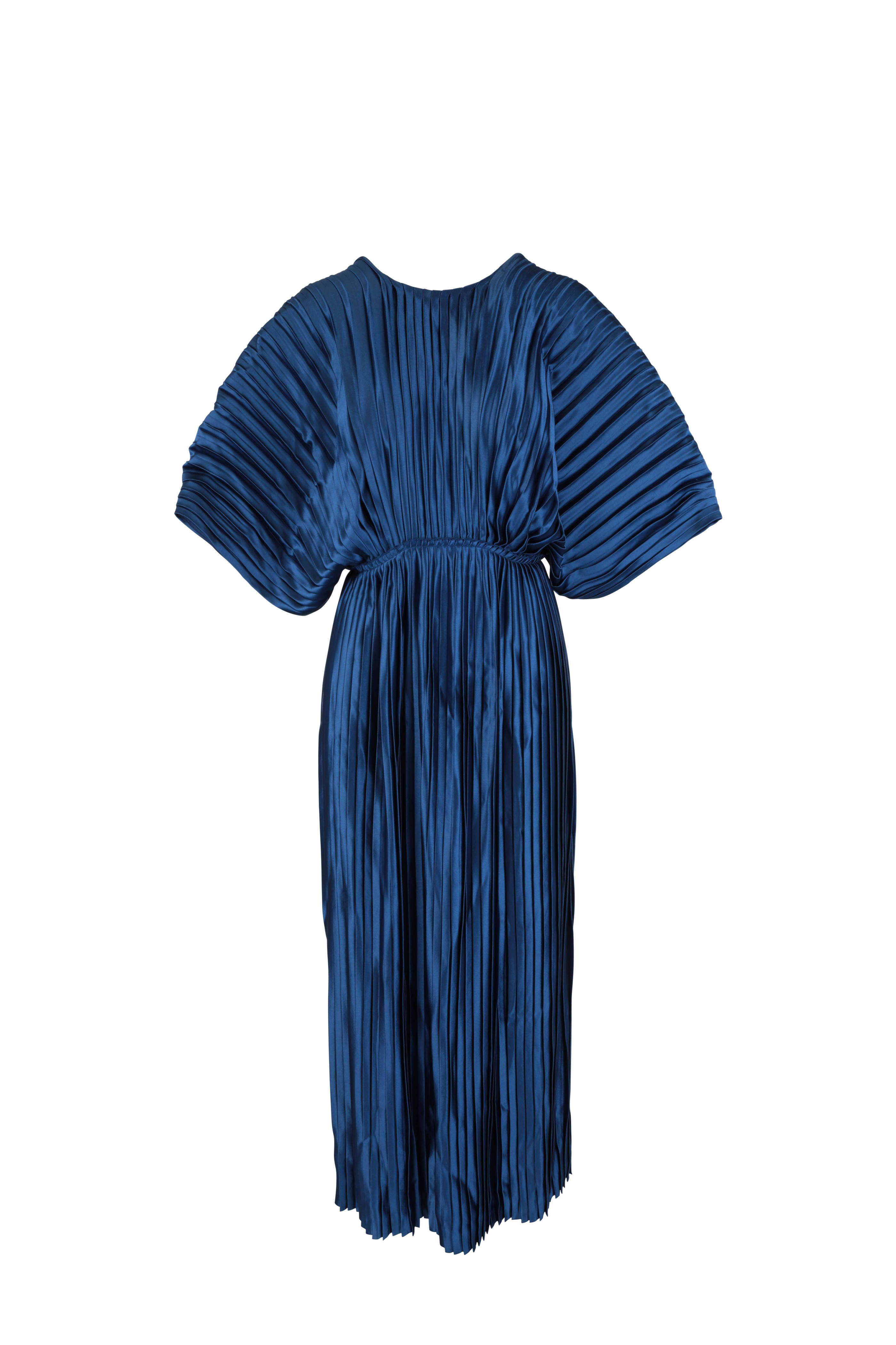 navy blue pleated dress