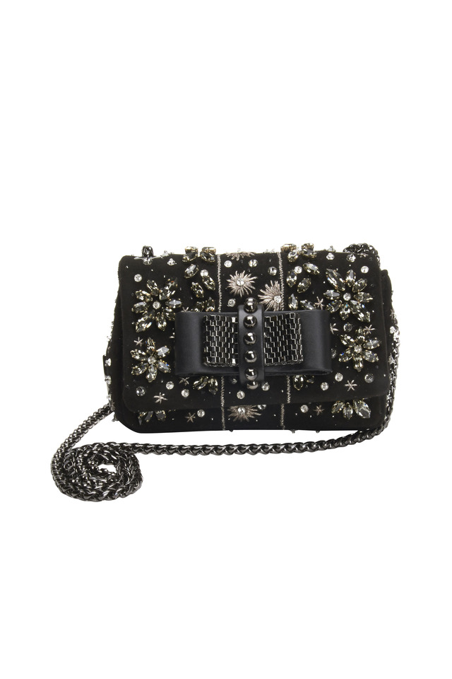 Sweet Charity Black Leather Bow Crossbody Bag
