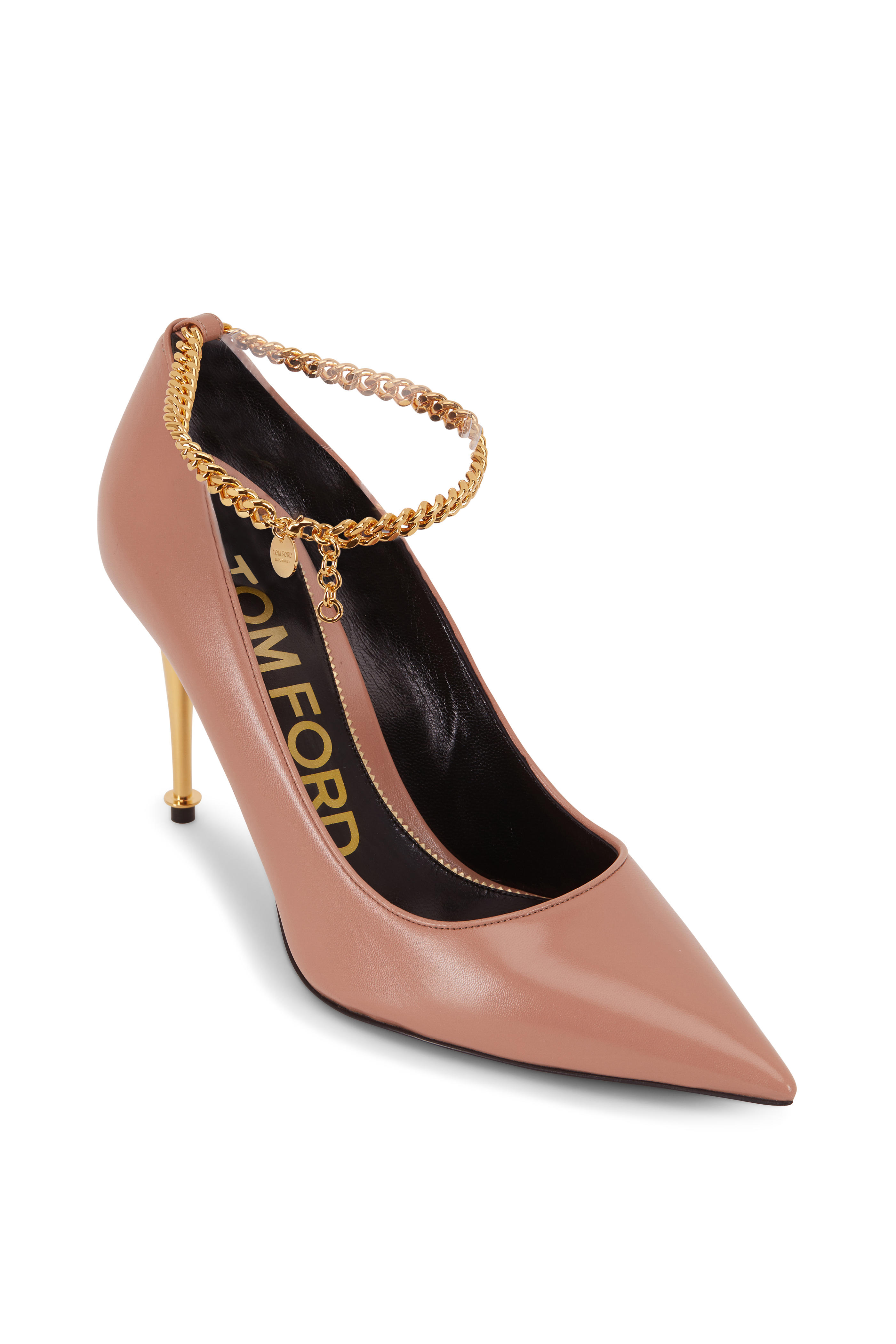 tom ford gold chain heels