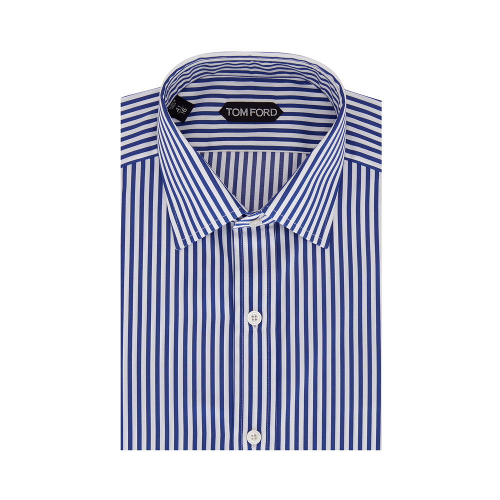 Tom Ford - Navy Blue Striped Dress Shirt | Mitchell Stores