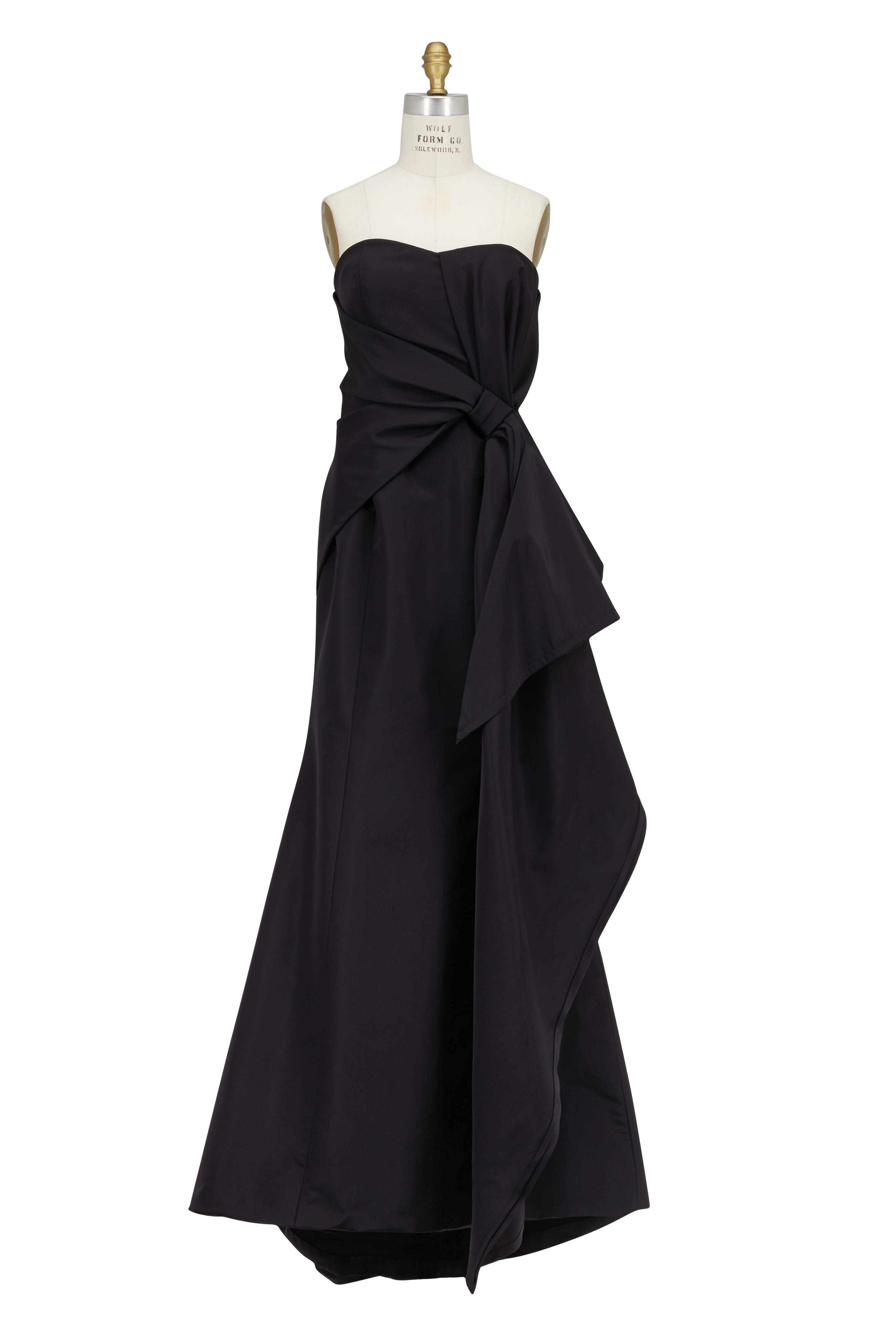 black silk strapless dress