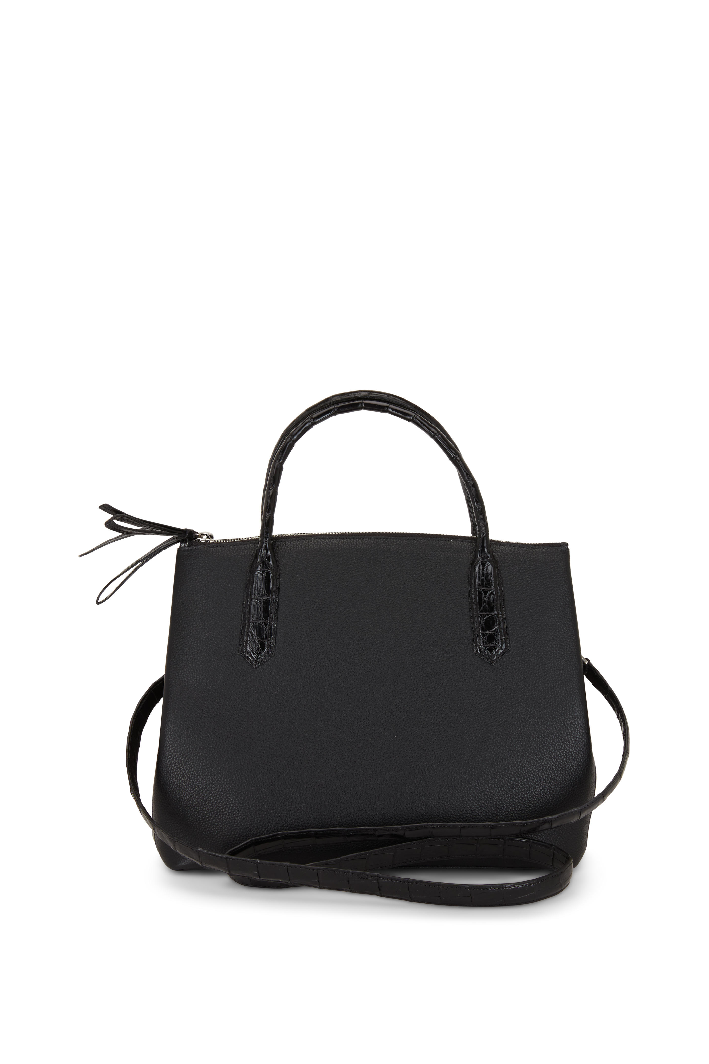 Nancy Gonzalez Black Grained Leather Crocodile Medium Bag Mitchell Stores