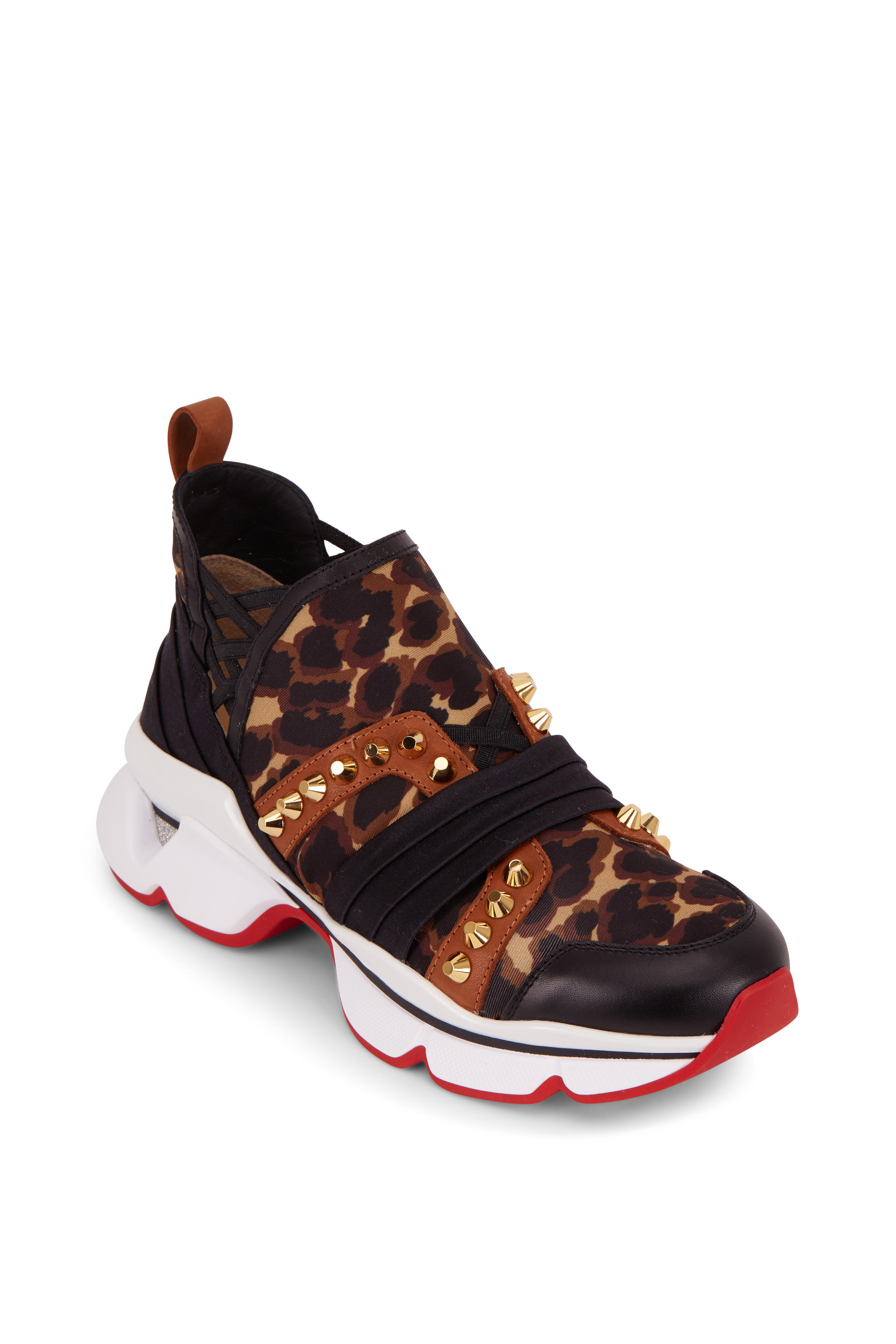 Run Flat Black & Marron Leopard Print Sneaker