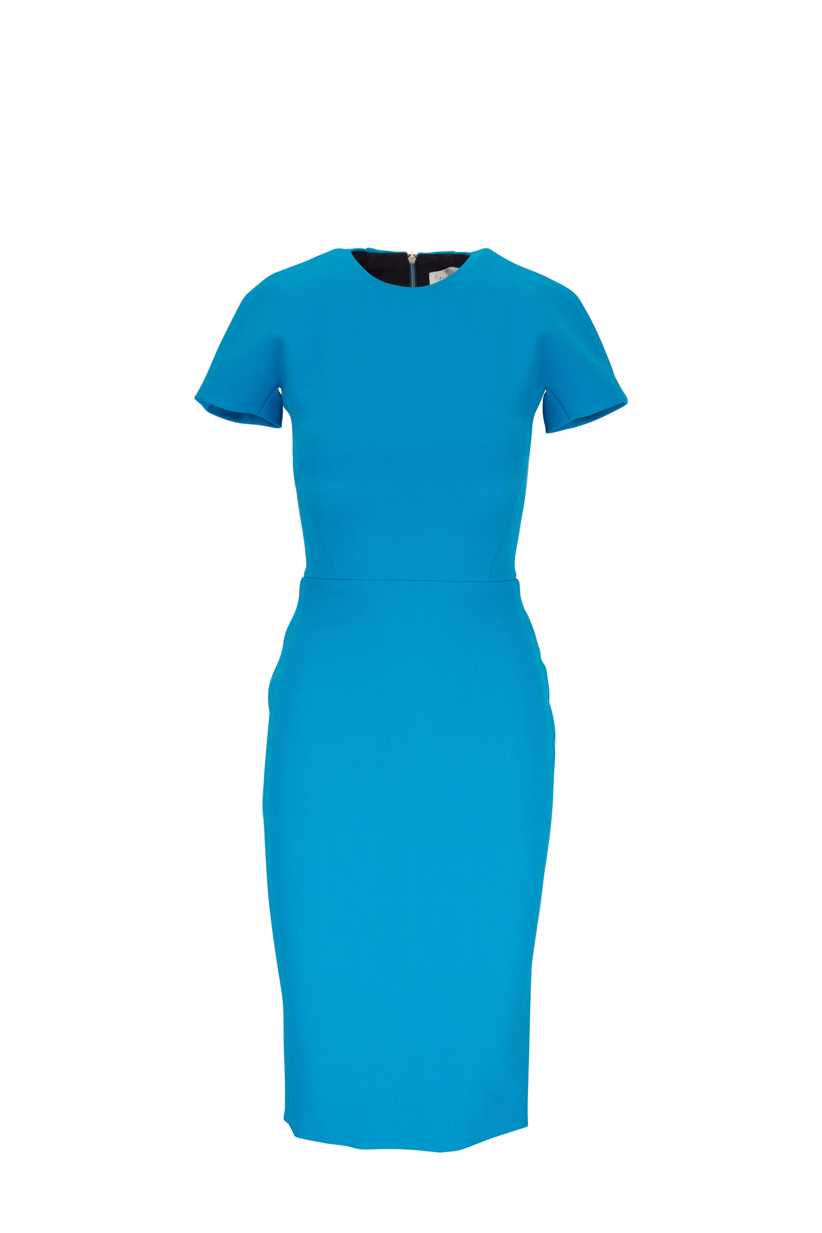 short sleeve turquoise dress