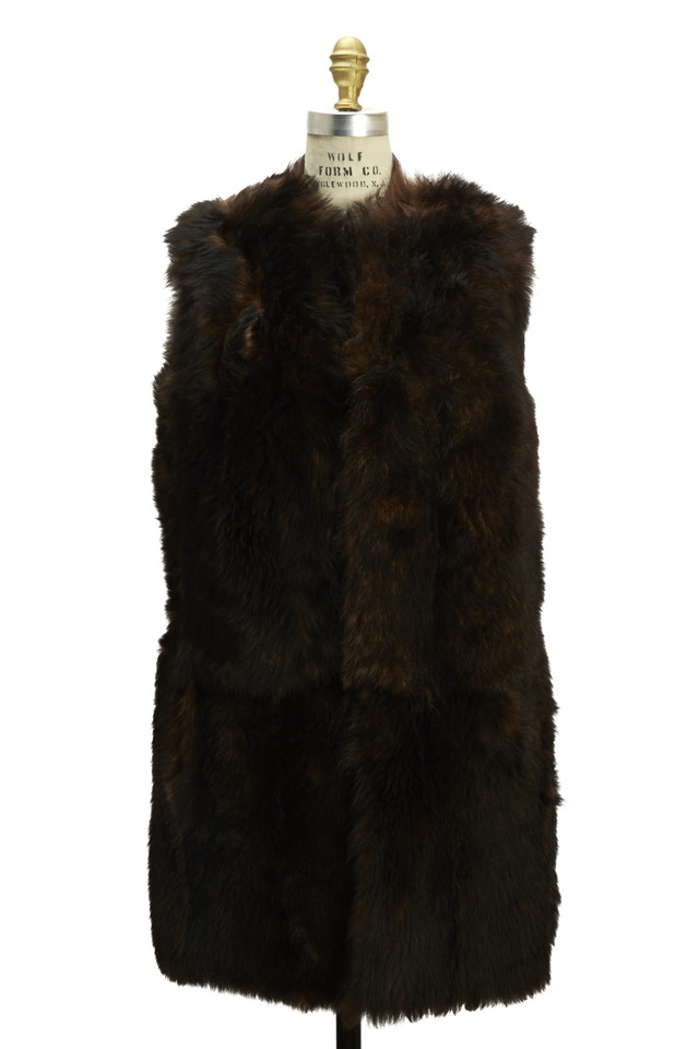 Long Brown Shearling Vest