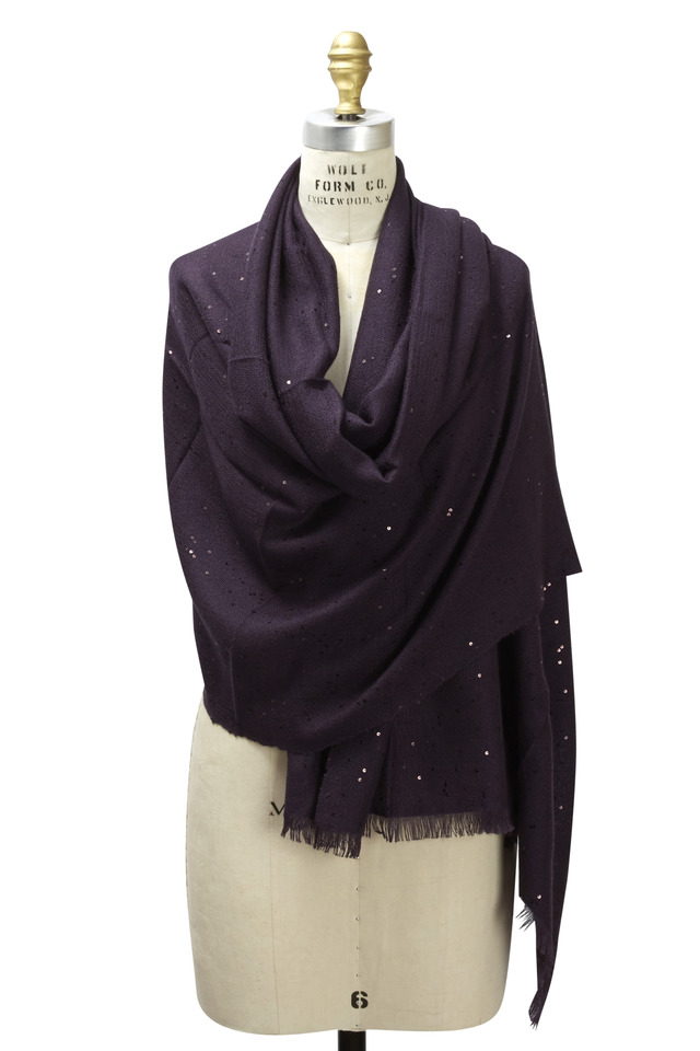 Violet Cashmere & Silk Pailette Scarf