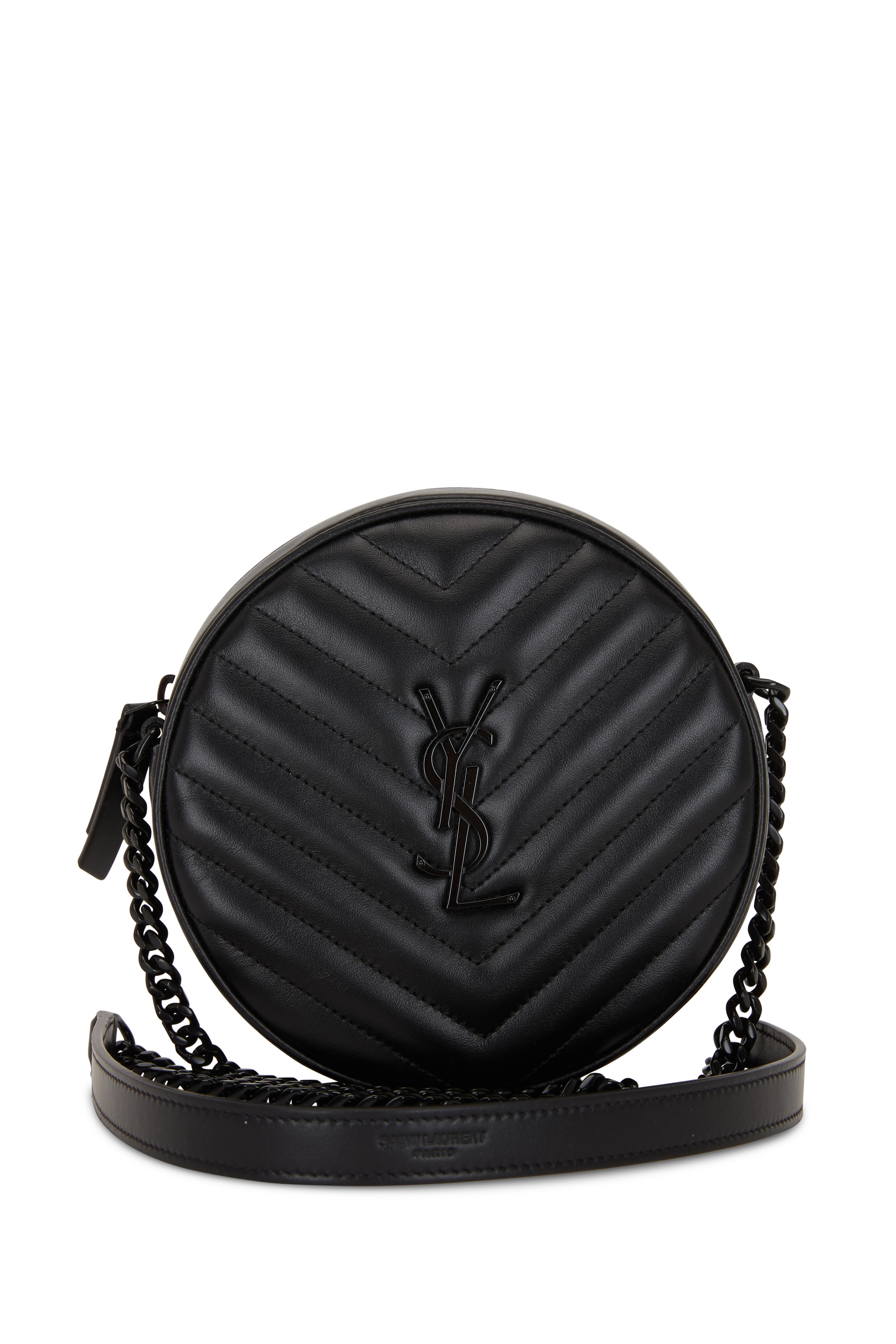 saint laurent black monogram detail quilted leather bag