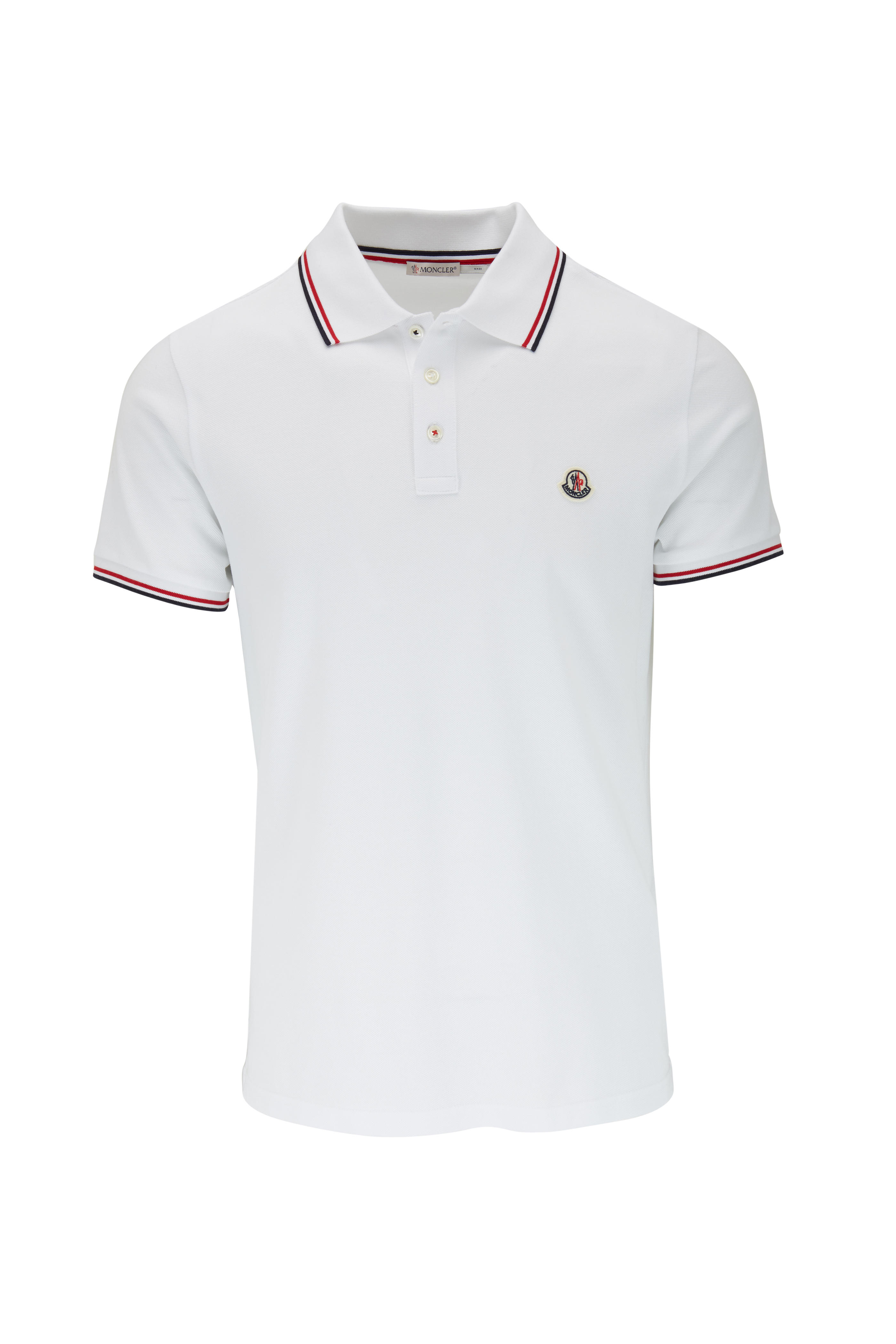 moncler striped trim polo shirt