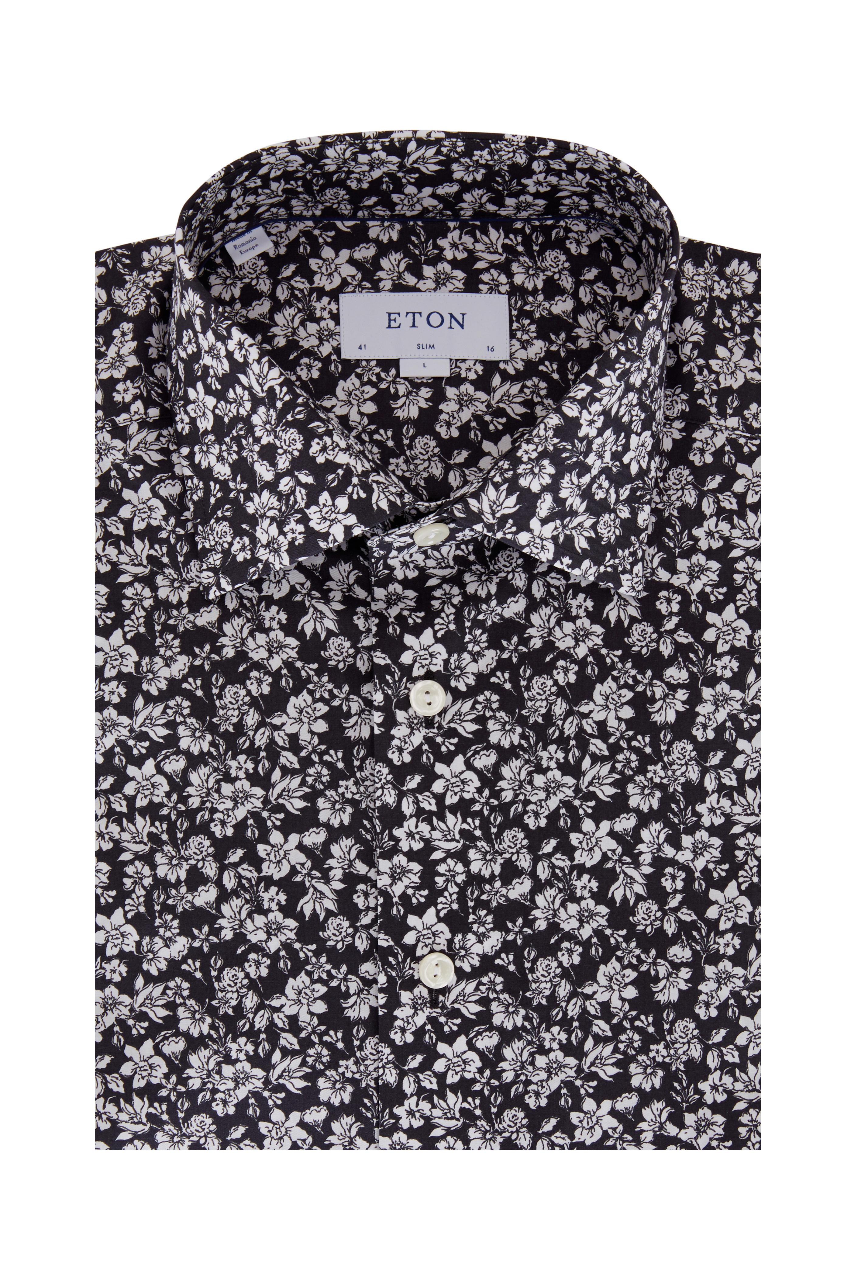 black and white floral dress shirt