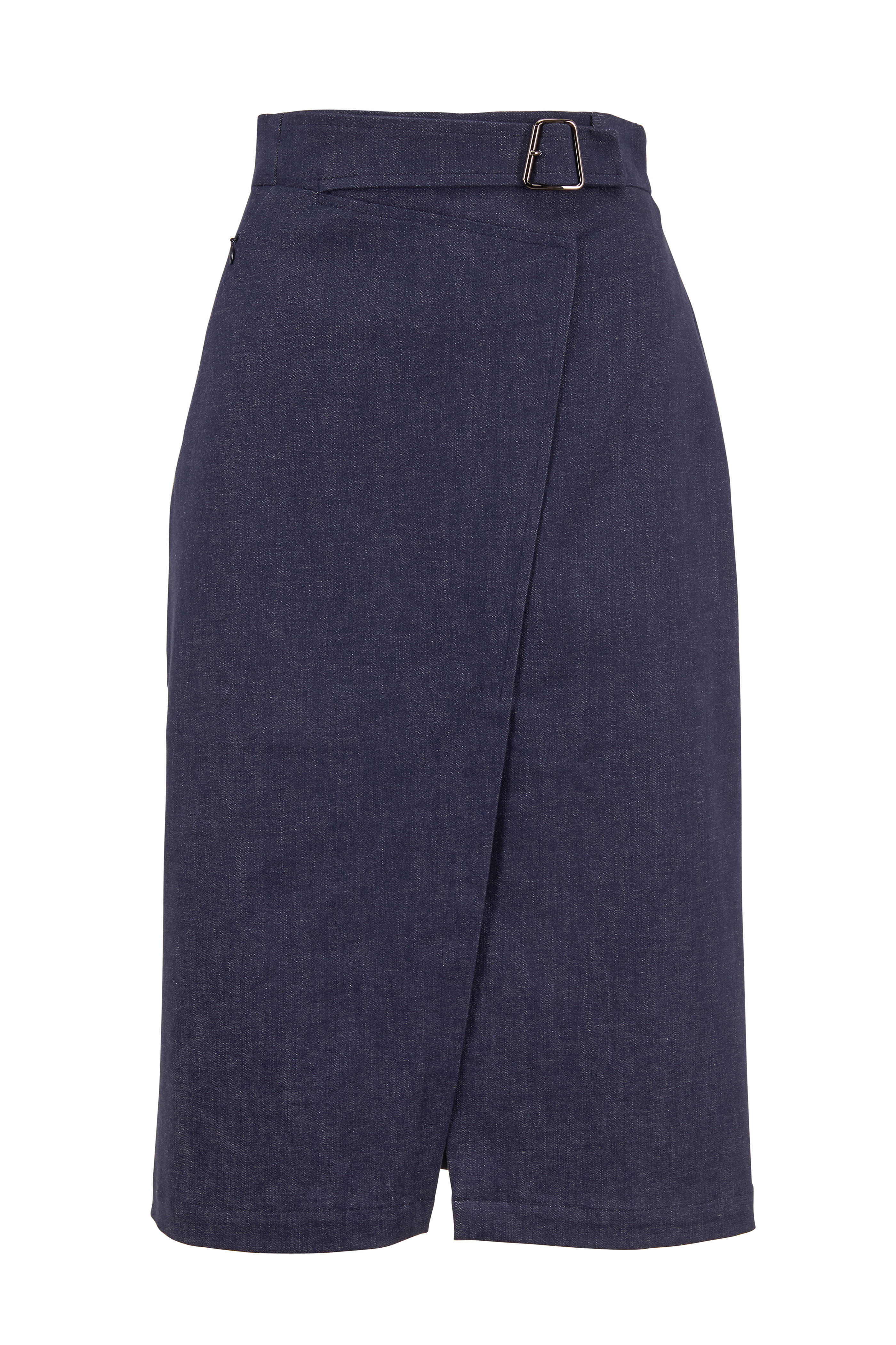 denim midi wrap skirt