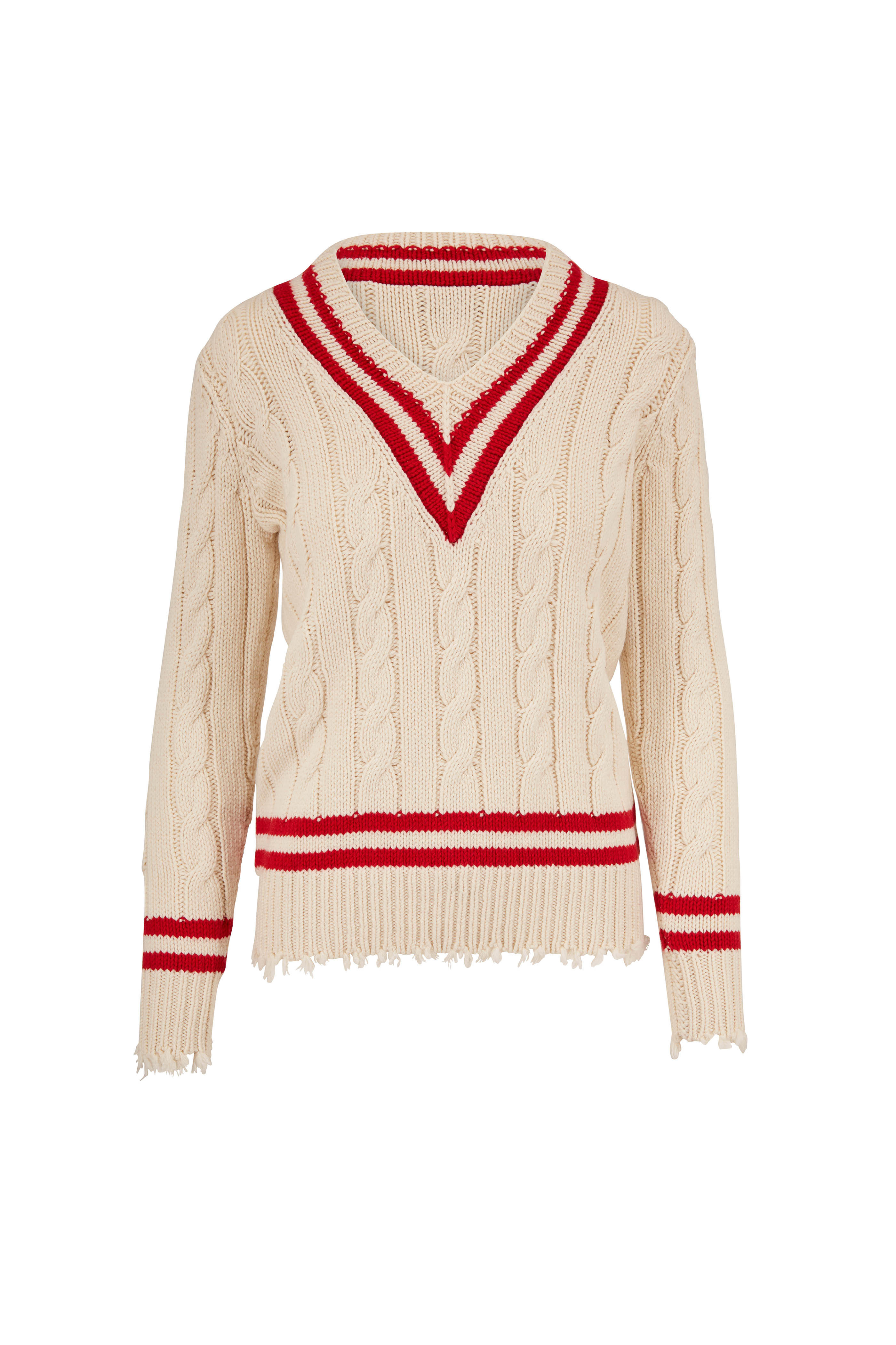 Ivory \u0026 Crimson Cashmere Tennis Sweater 