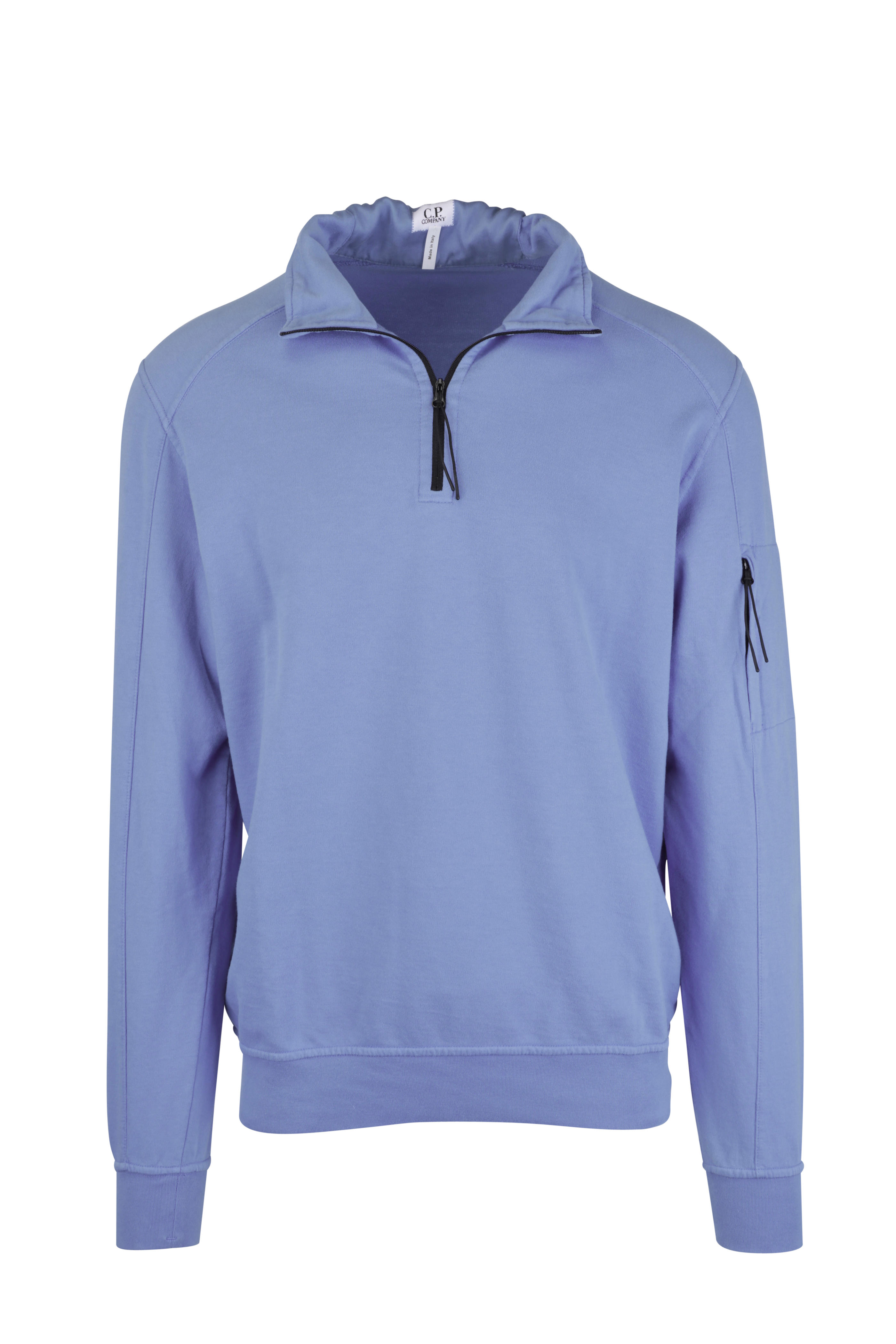 light blue quarter zip sweater