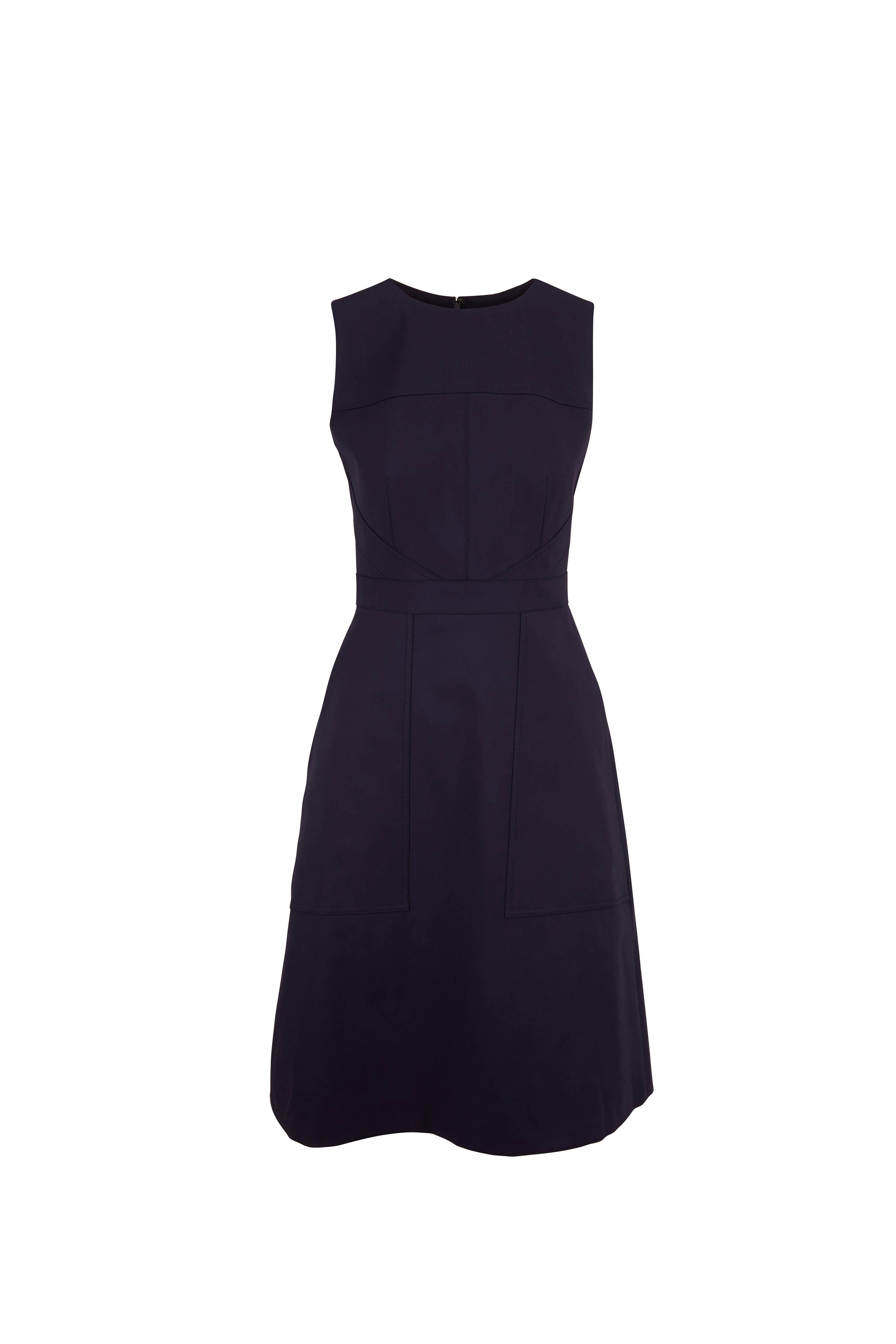 navy blue sleeveless dress