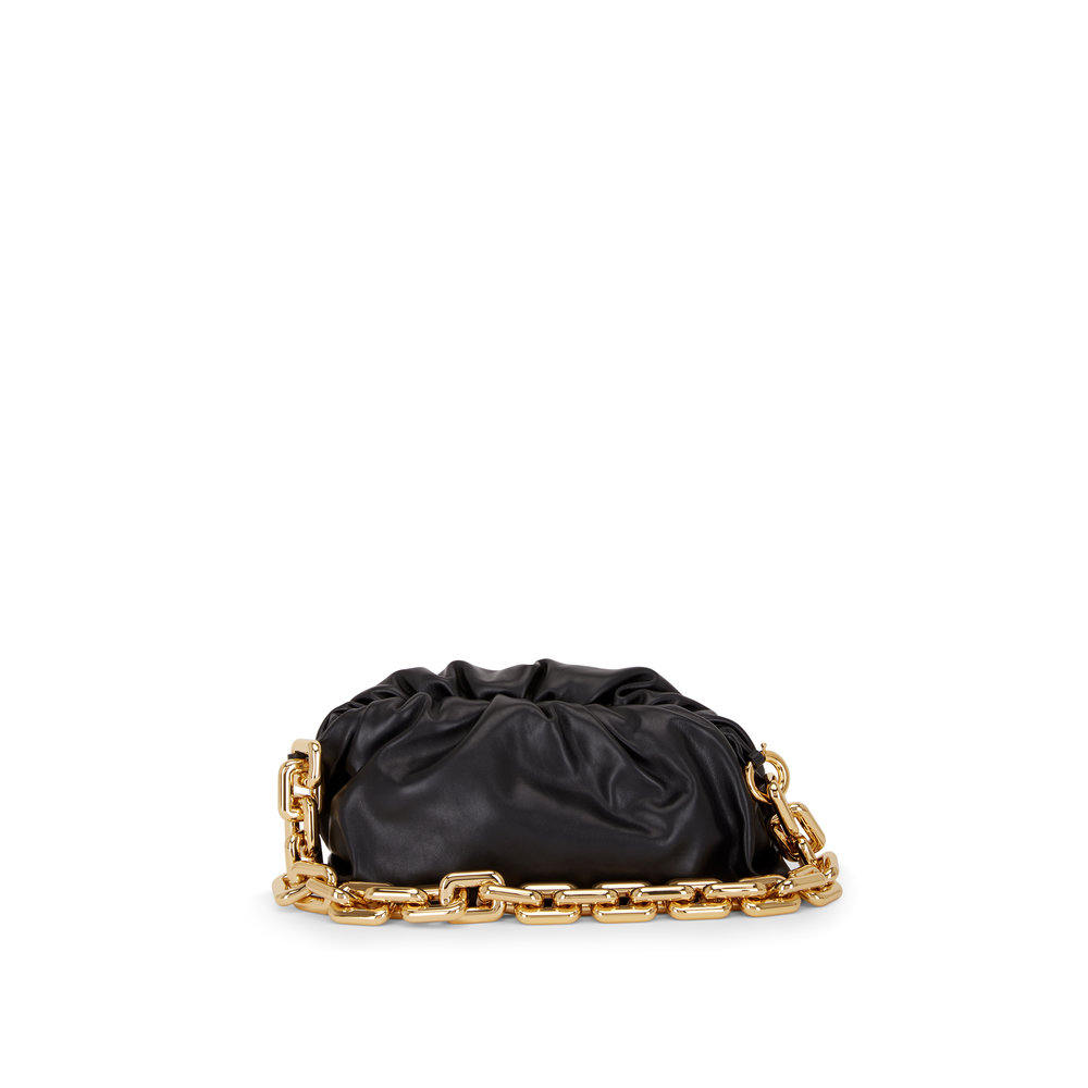 Bottega Veneta - The Chain Pouch Black Leather Shoulder Bag | Mitchell ...