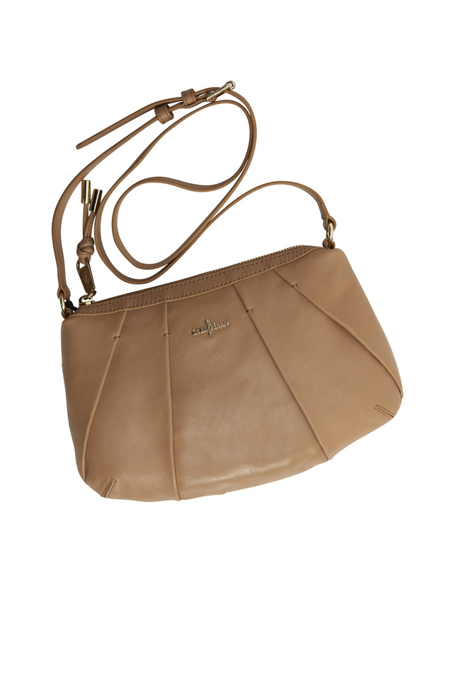 Adele Sandstone Leather Pleated Small Bag
