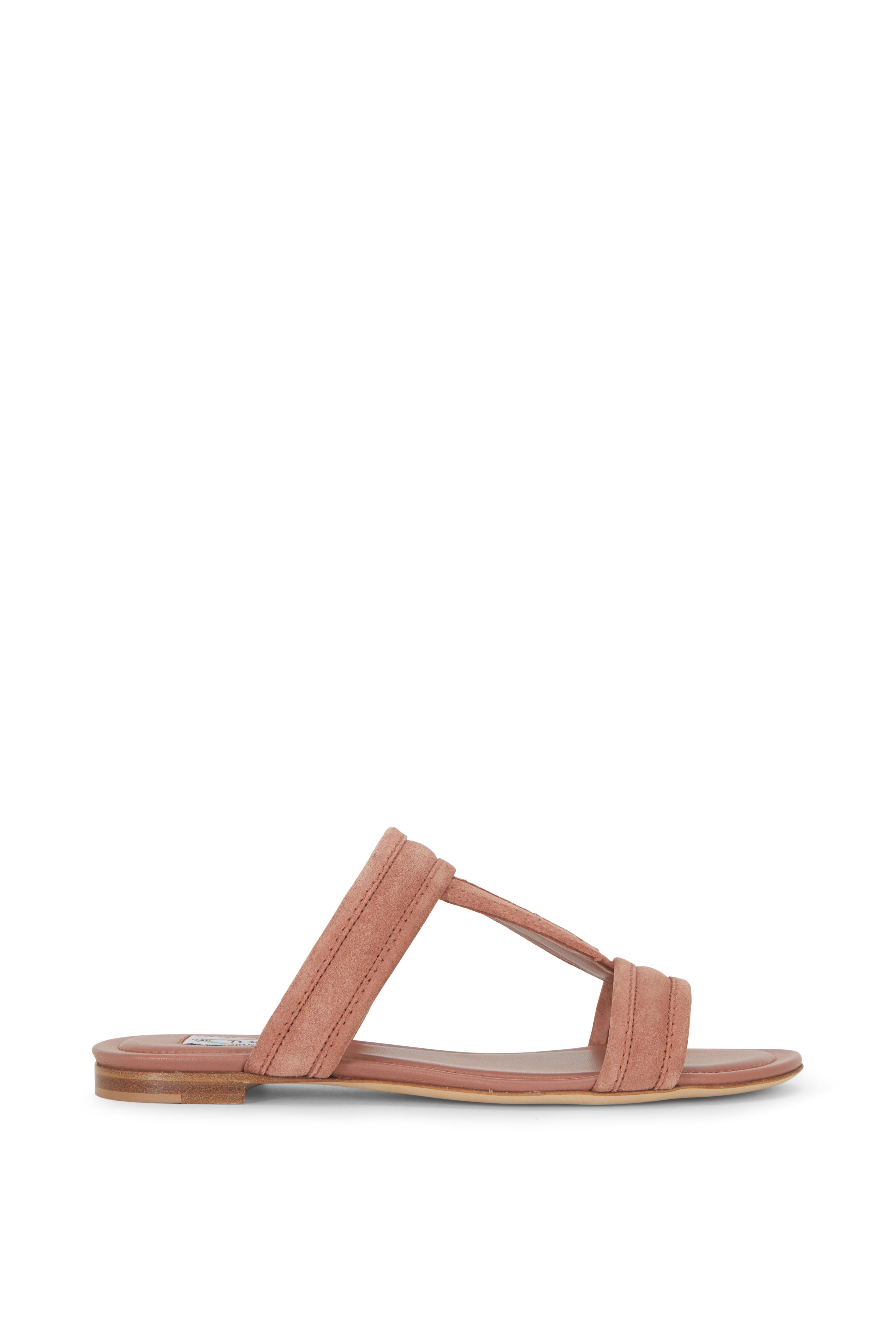 Tod's - Warm Pink Suede Double-Band Flat Sandal | Mitchell Stores