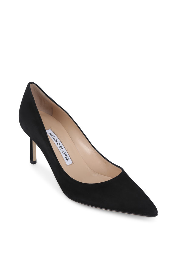 Manolo Blahnik Lisa Black Suede Pump, 70mm