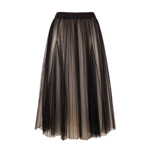 Brunello Cucinelli - Black Tulle & White Underlay Long Skirt | Mitchell ...