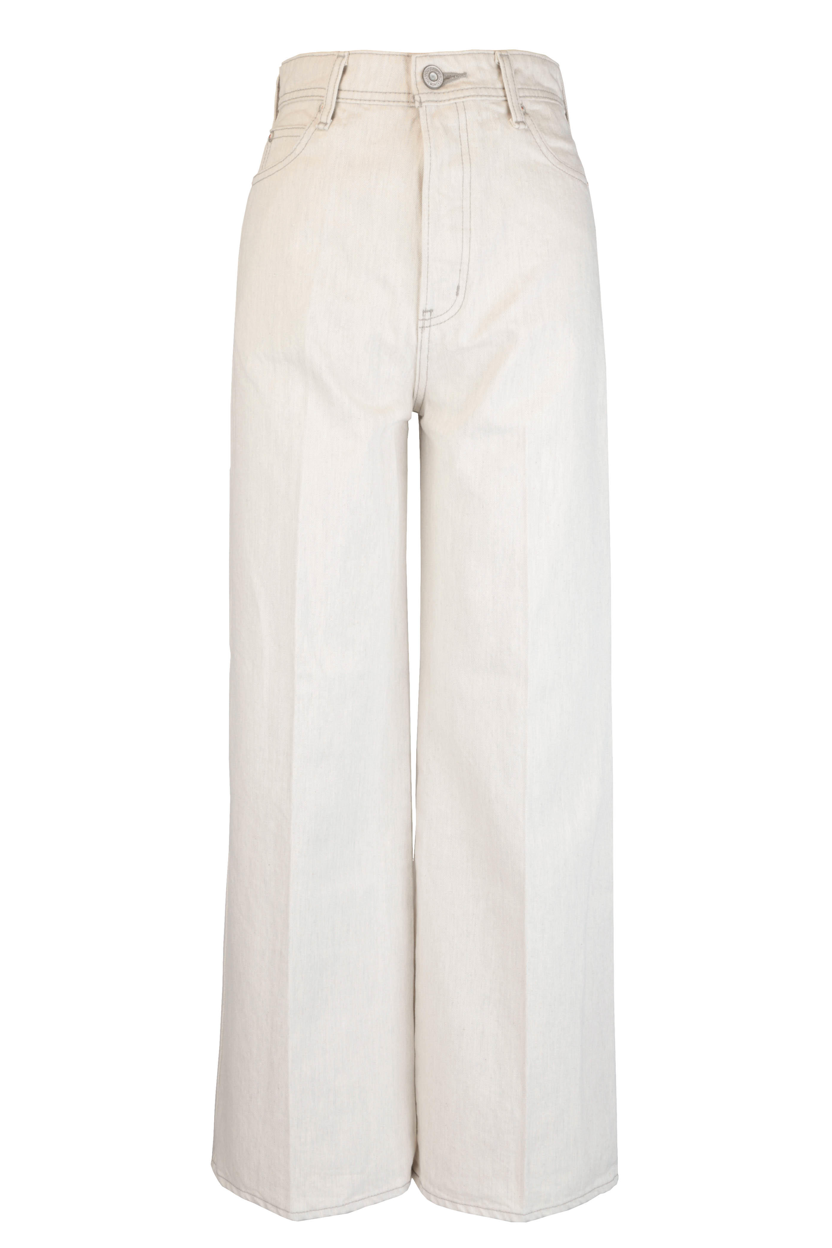 white wide leg jean