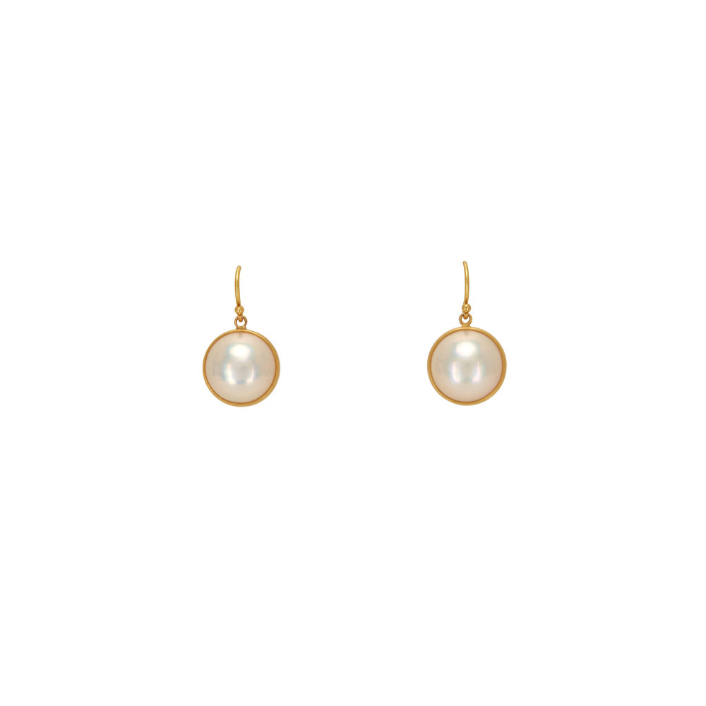 Caroline Ellen - Yellow Gold Mabe Pearl Earrings | Mitchell Stores