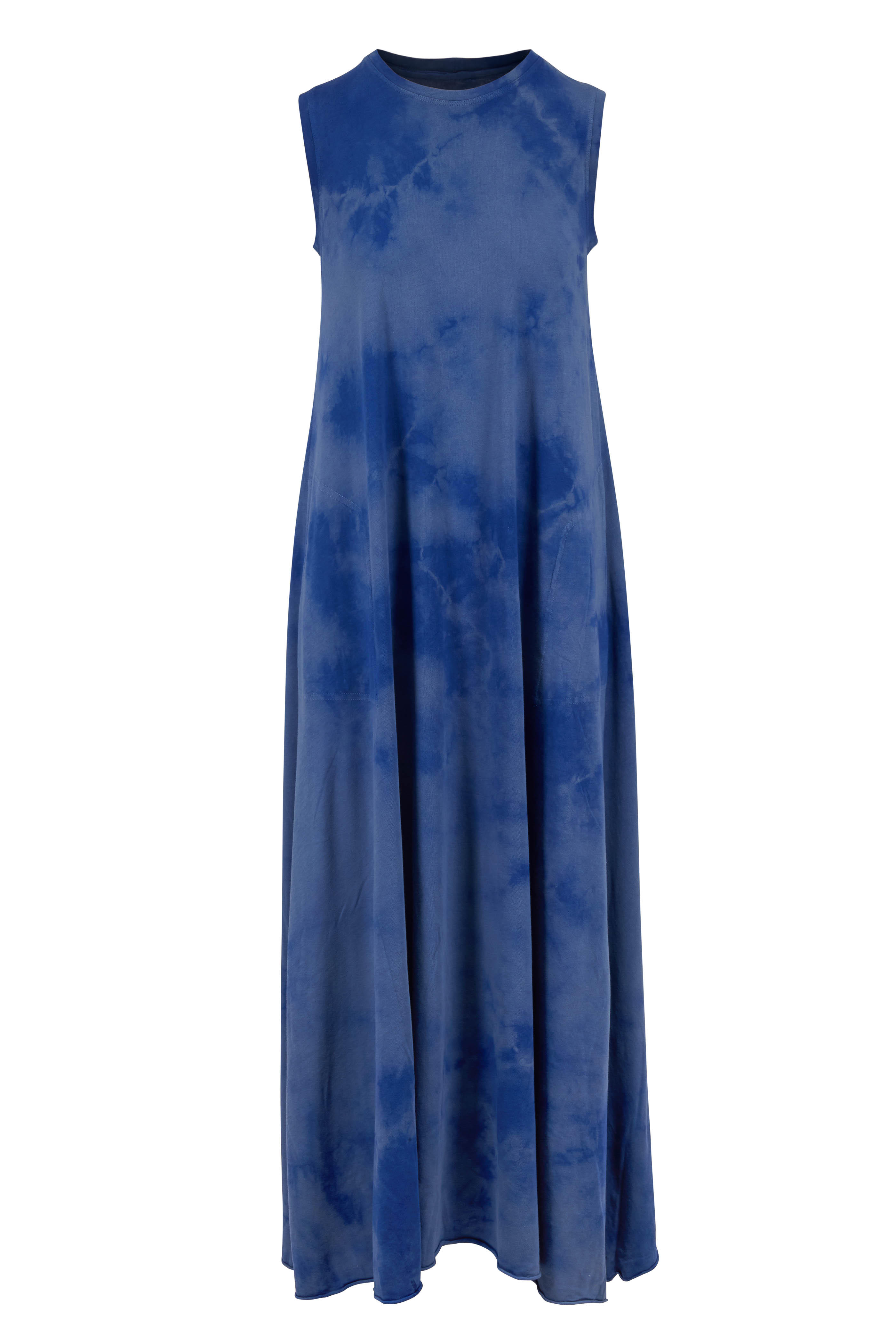 blue sleeveless maxi dress