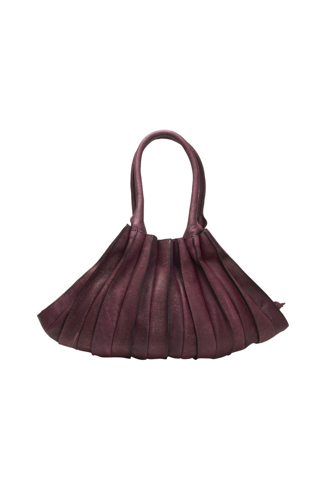 Abanico Bordeaux Leather Large Two Handle Bag